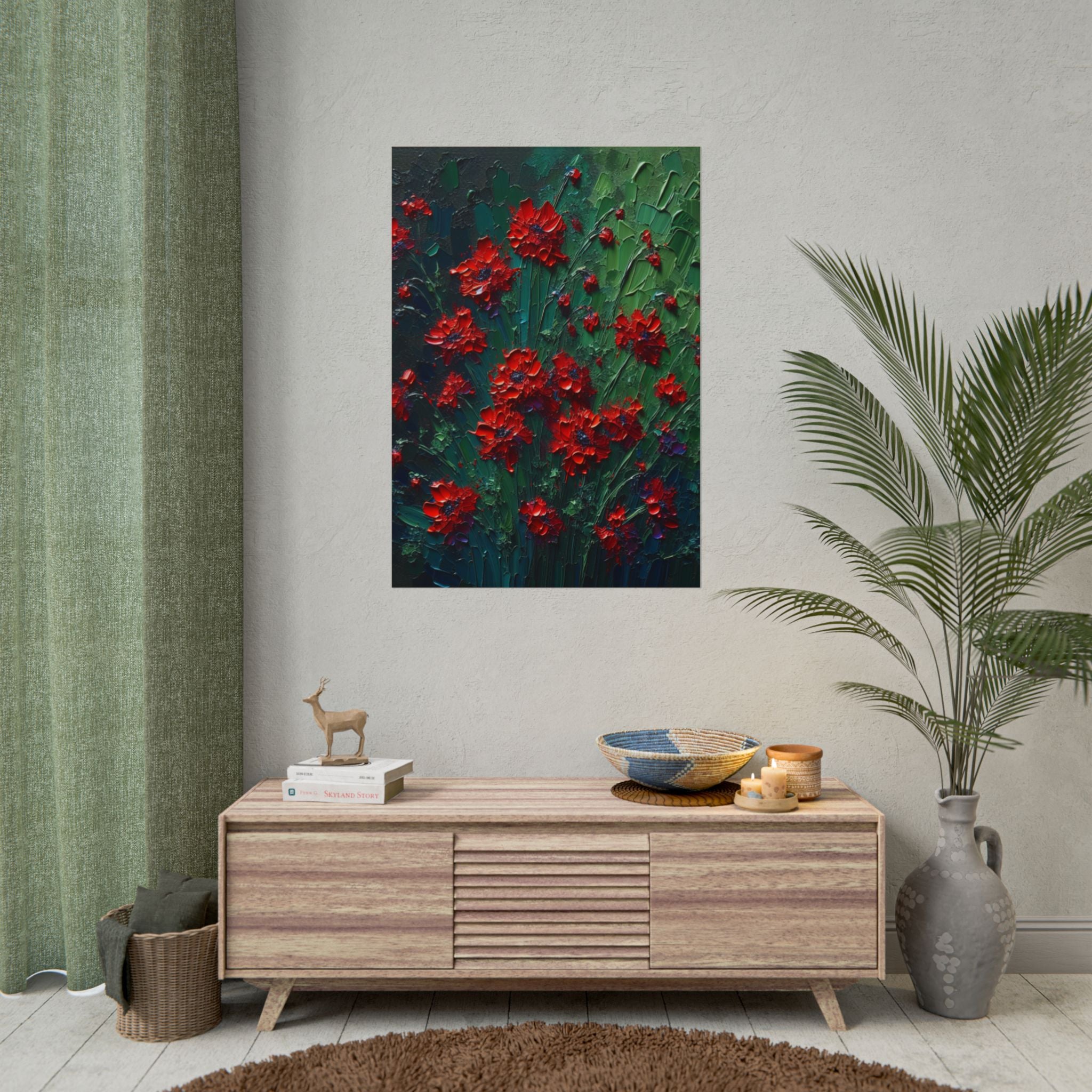 red-wildflowers-poster-print-impasto-oil-painting-look-stretched-wall-art-home-decor-floral-print-gift-for-nature-lover