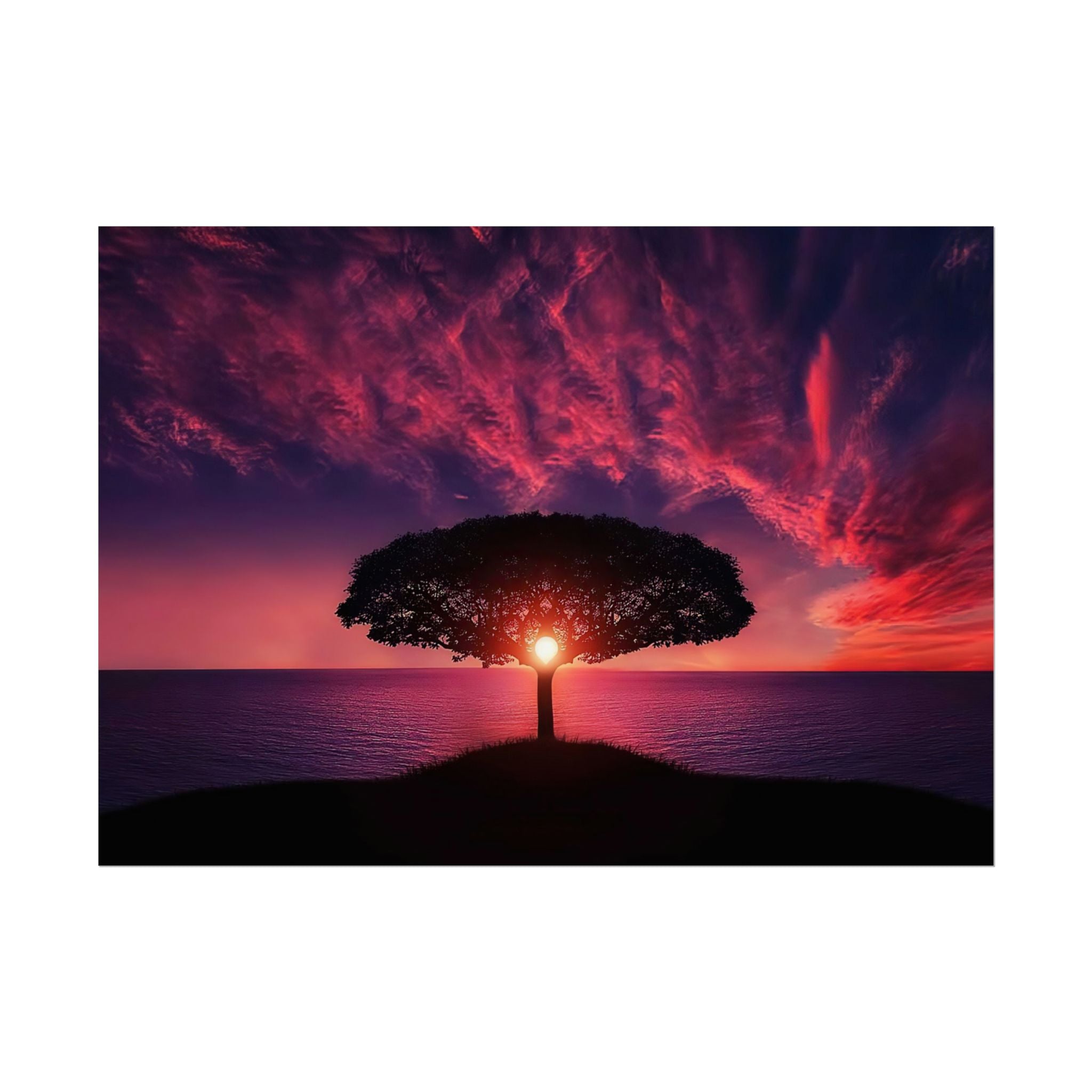 Panoramic Sunset Poster Print, Tree Wall Art, Scenery Decor, Exra Large Wall Art, Canvas Art Print, Landscape, Nature Wall Decor