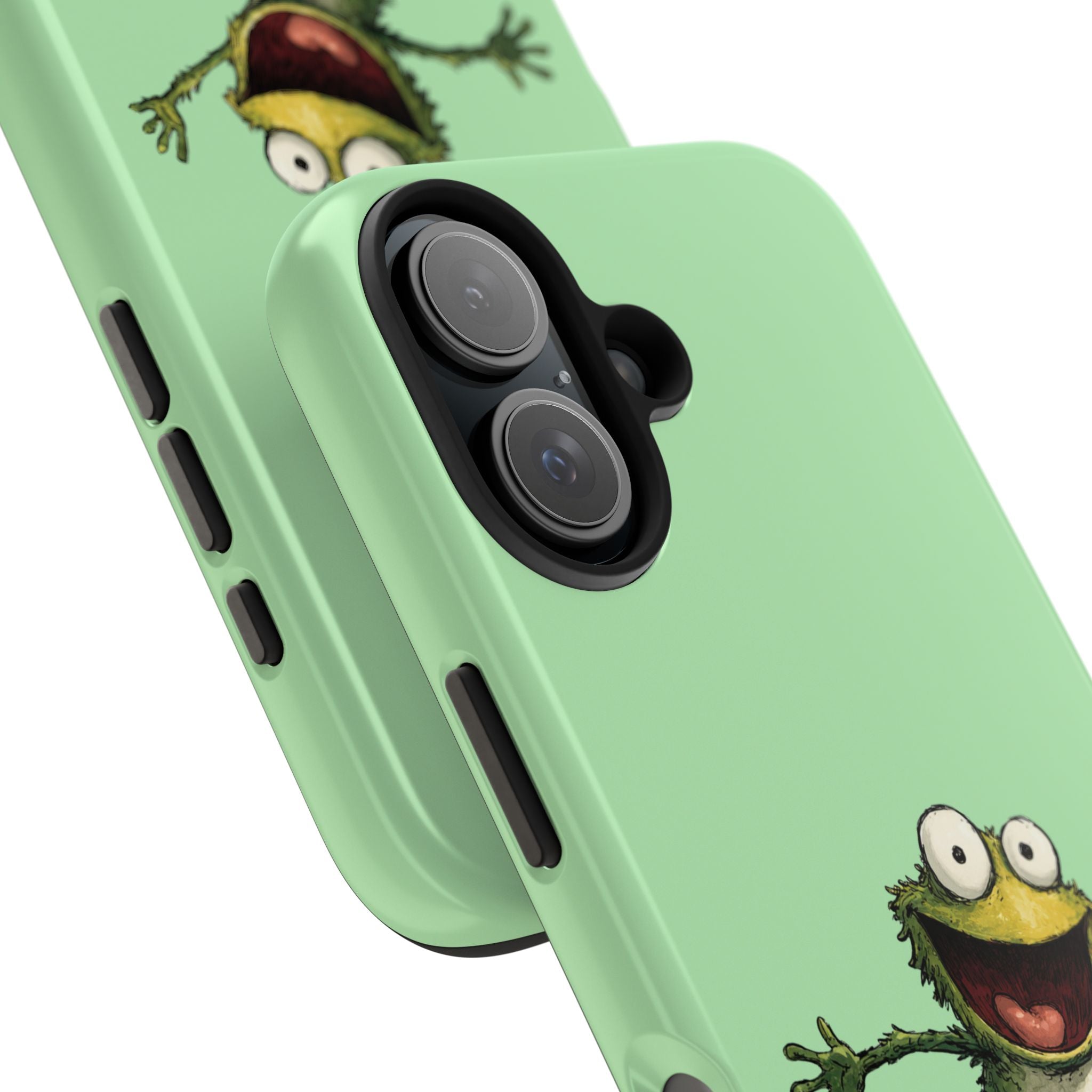 Quirky Funny Frog iPhone Tough Case - Kawaii Animal Phone Cover - Frog Protective Phone Cover - Green iPhone Case