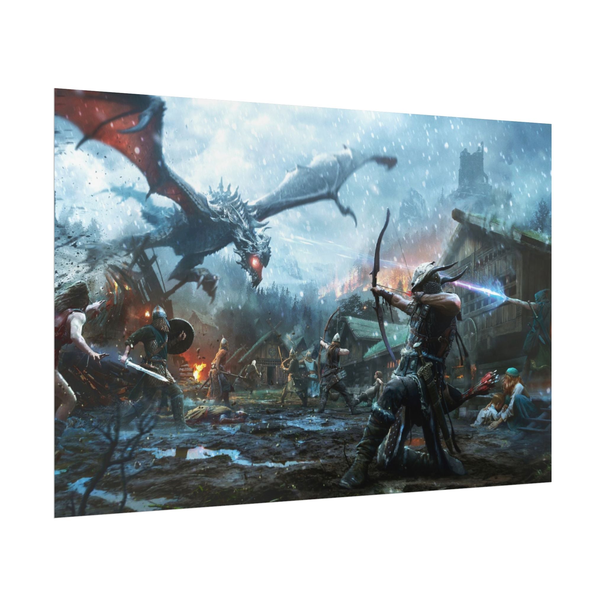 the-elder-scrolls-skyrim-poster-wall-art-dragon-archer-game-poster-print-room-decor-viking-warrior-gaming-wall