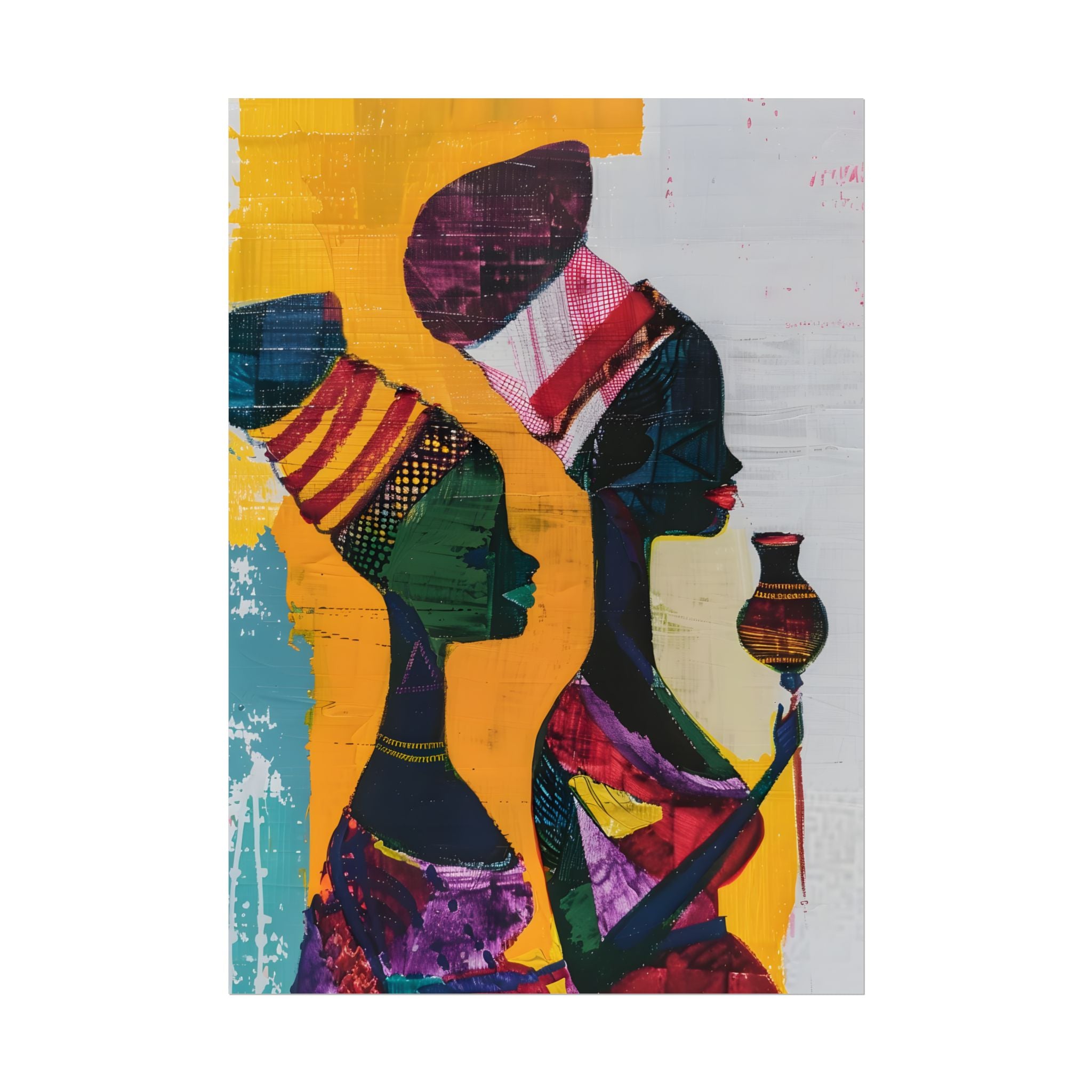 Traditional African Woman Poster Wall Art, African Portrait, Afrocentric, Tribal Home Art, Afro American Art, Ethnic Wall Decor