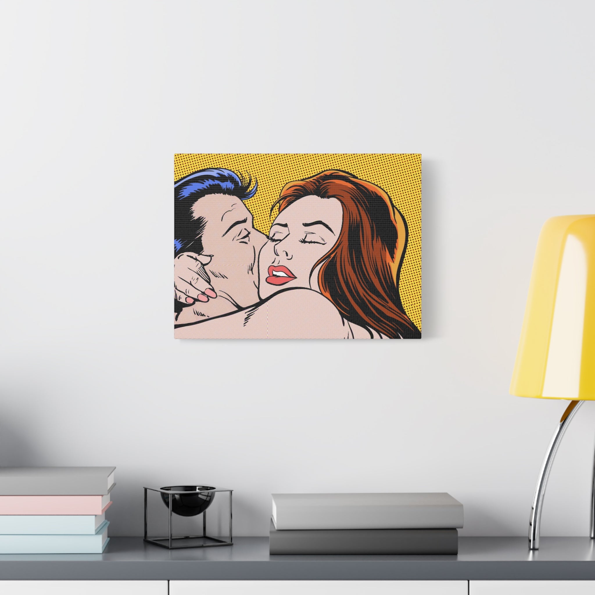 pop-art-canvas-print-retro-wall-art-stretched-matte-canvas-kiss-love-home-decor-wall-decor-poster-decorative-art-gift
