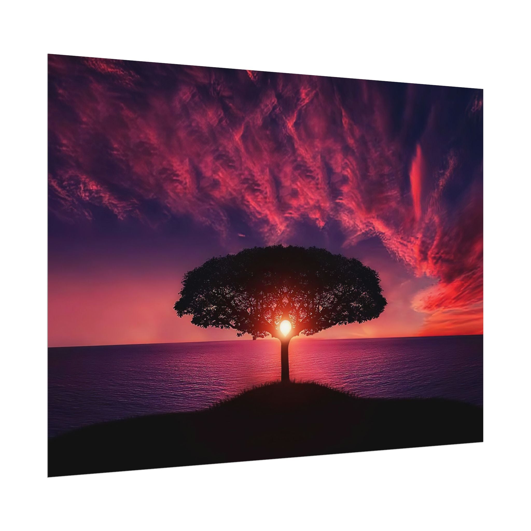 Panoramic Sunset Poster Print, Tree Wall Art, Scenery Decor, Exra Large Wall Art, Canvas Art Print, Landscape, Nature Wall Decor