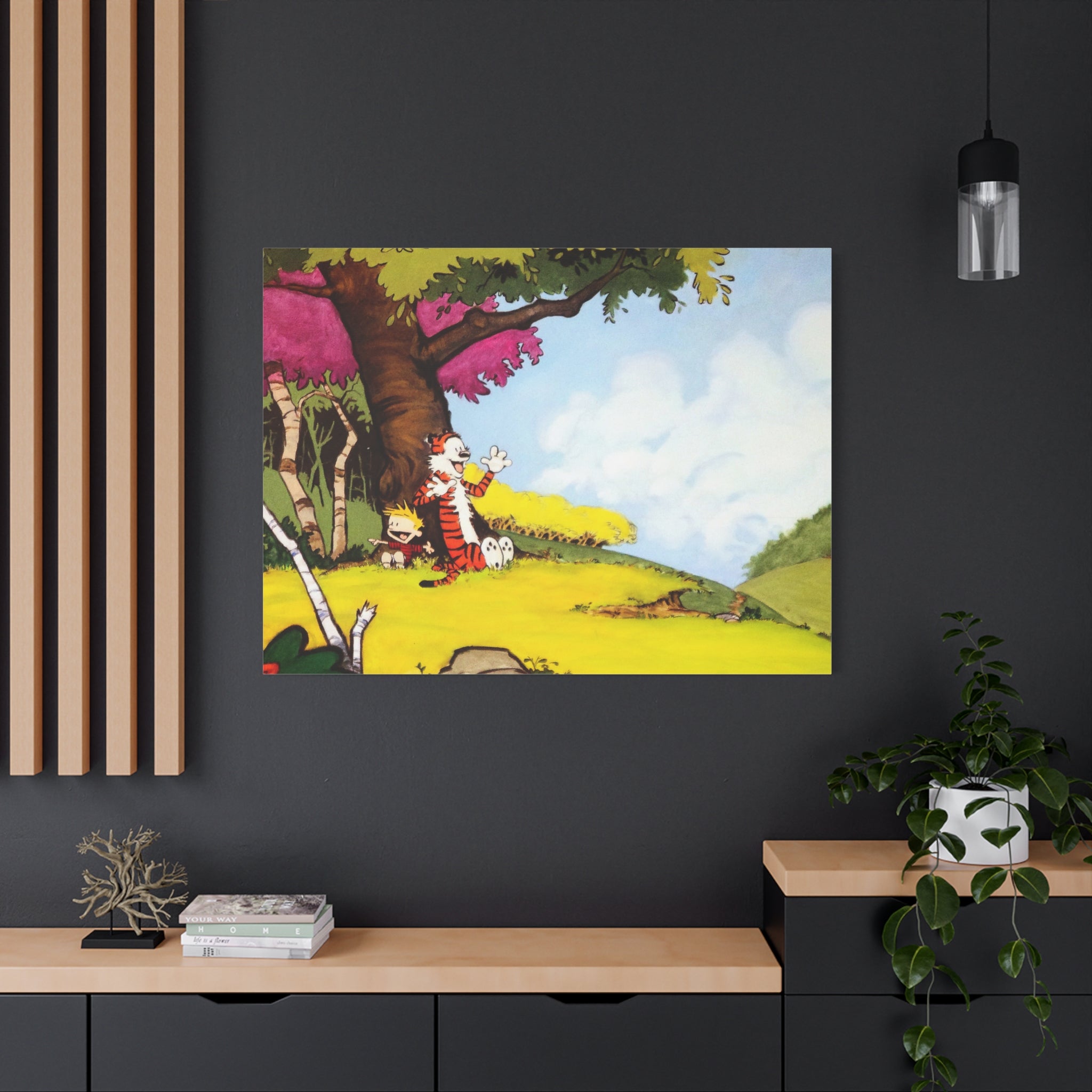 Calvin and Hobbes Canvas Wall Art - Nostalgic Comic Strip Poster for Kids Room & Nursery Room Decor - Adventure Theme Print