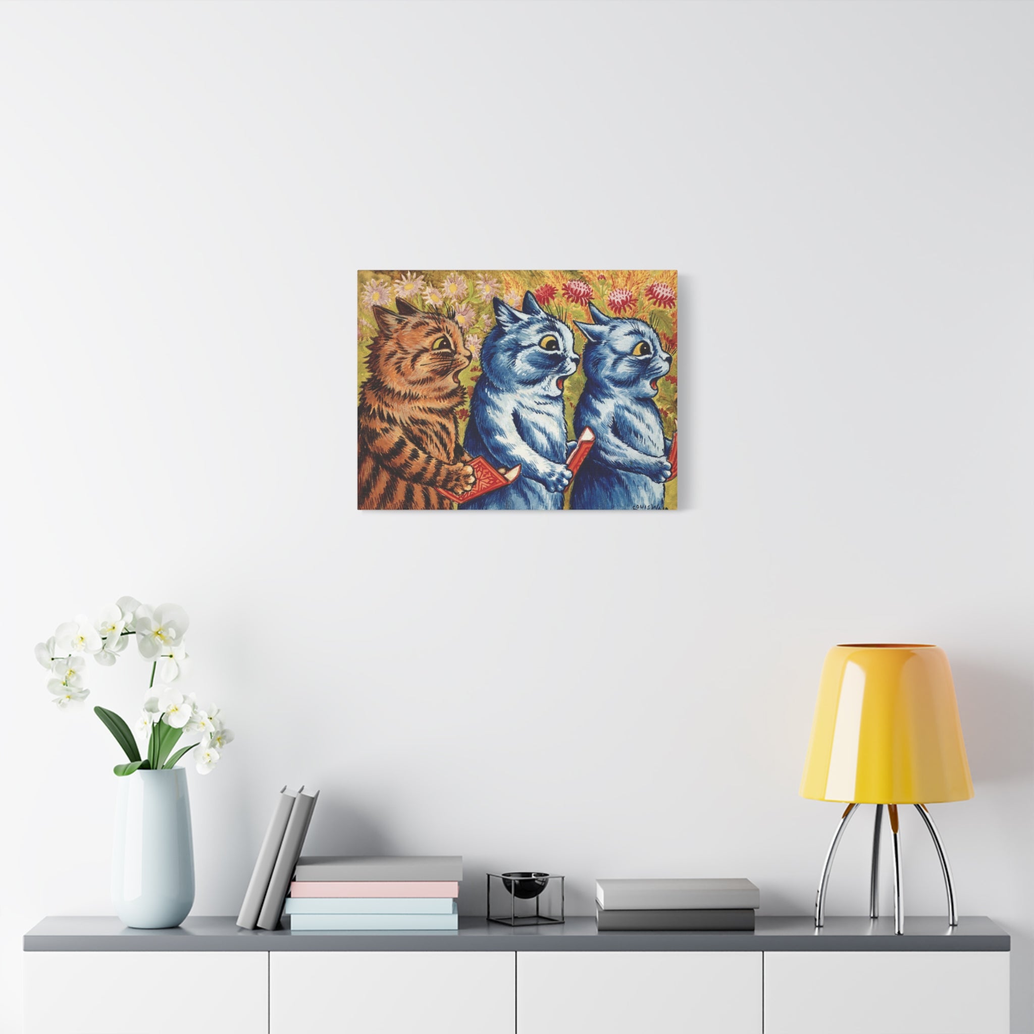 canvas-print-louis-wain-cat-gouache-art-three-cats-singing-wall-decor-cat-print-home-office-decoration-unique-cat-louis-wain-