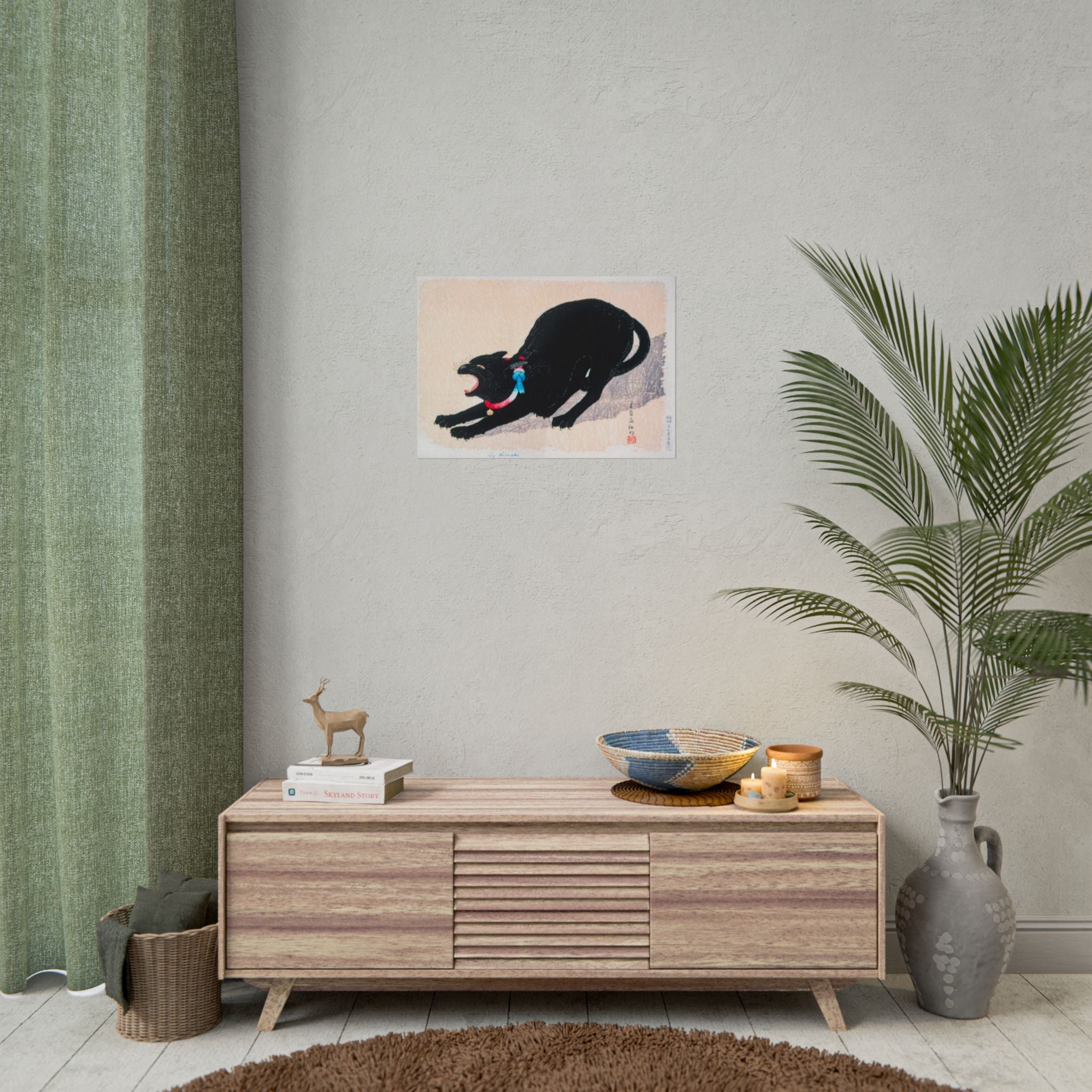 black-cat-hissing-by-hiroaki-takahashi-poster-print-classic-japanese-wall-art-living-room-decor-japandi-art-home-wall-decor