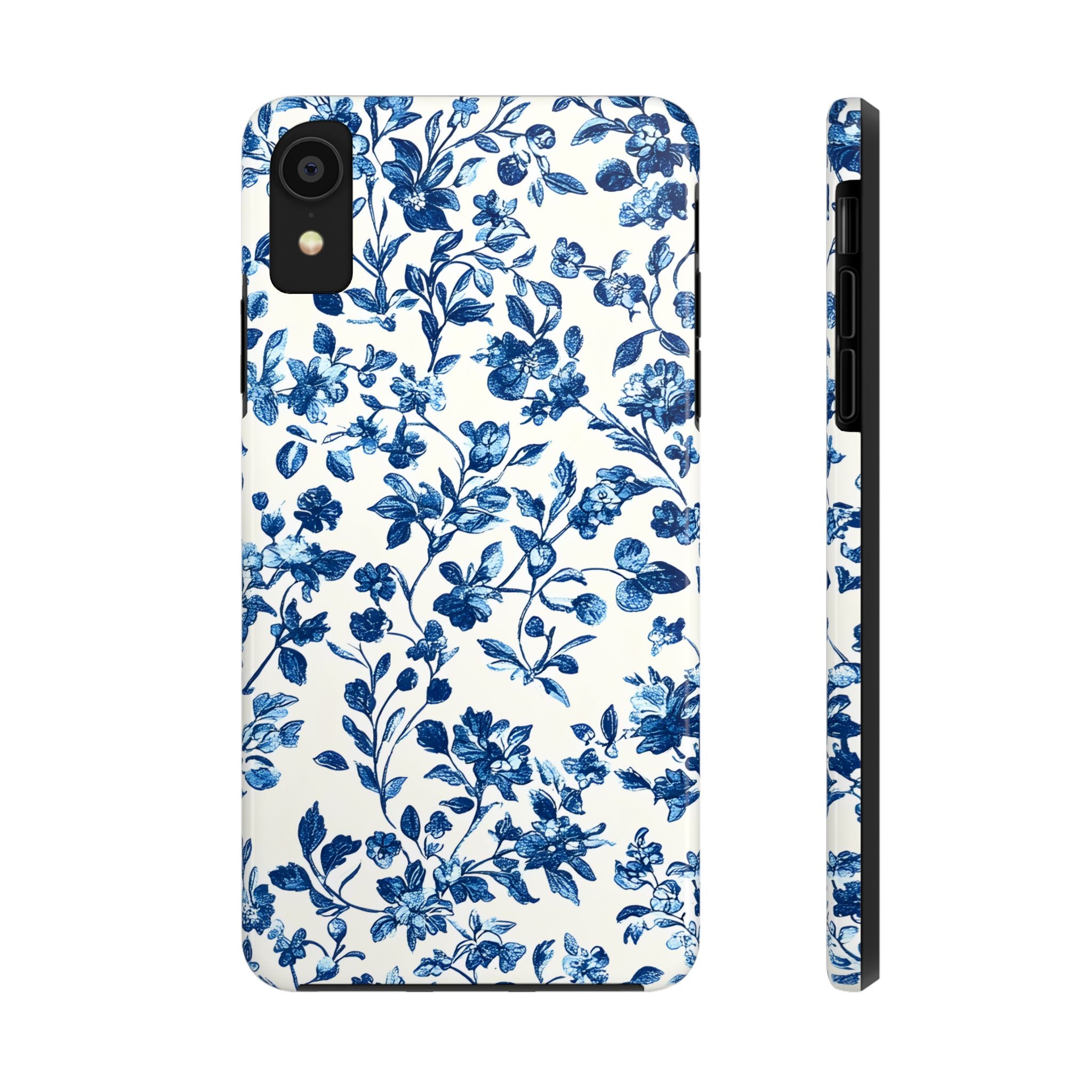 french-toile-floral-tough-phone-case-blue-phone-cover-protective-iphone-case-hard-shell-cellphone-case-vintage-design-phone-c