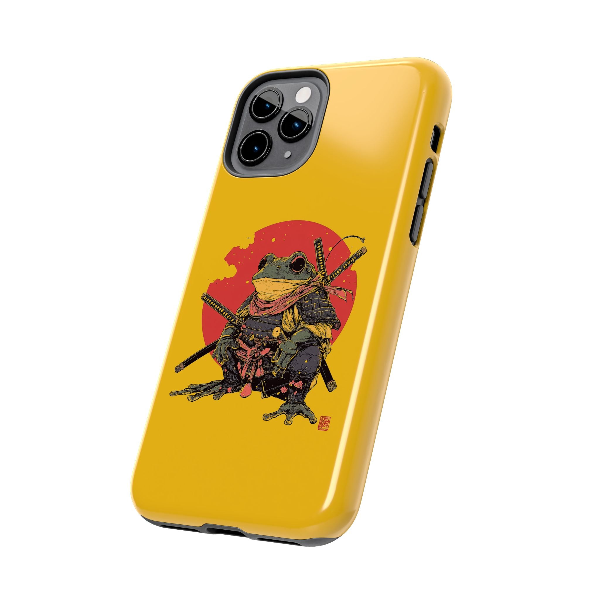 retro-vintage-ninja-frog-iphone-tough-case-red-sun-japanese-samurai-frog-design-ninja-warrior-yellow-iphone-hard-cover