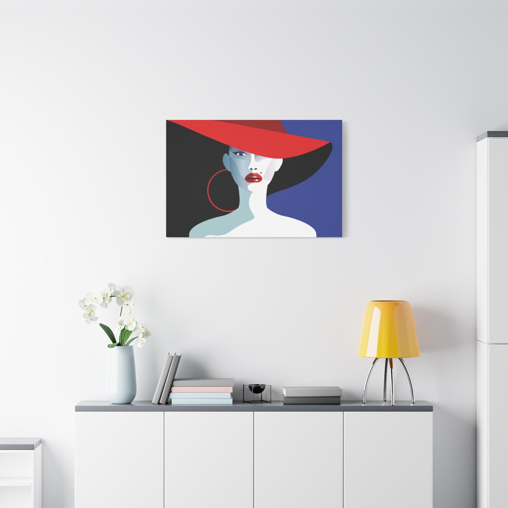 canvas-print-wall-decor-woman-hat-style-lips-art-matte-canvas-stretched-home-decor-room-decor-art-poster-fashion-art-gift