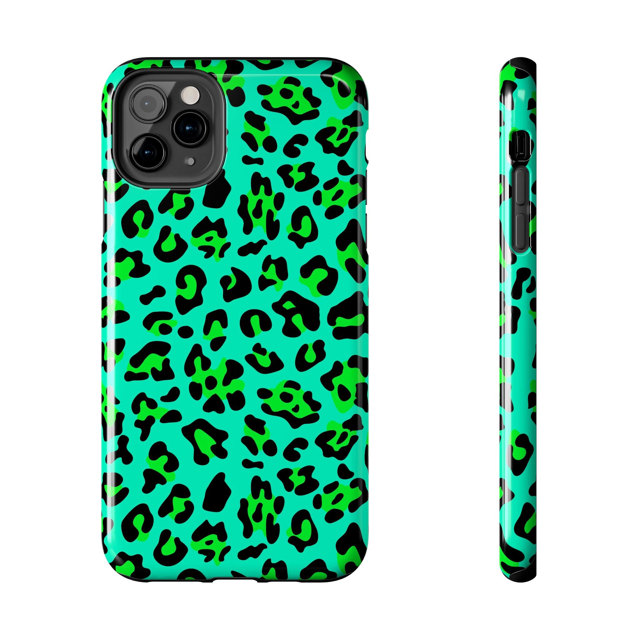 neon-green-teal-leopard-iphone-tough-case-stylish-phone-cover-protective-cellphone-case-trendy-smartphone-accessory-gift-for-