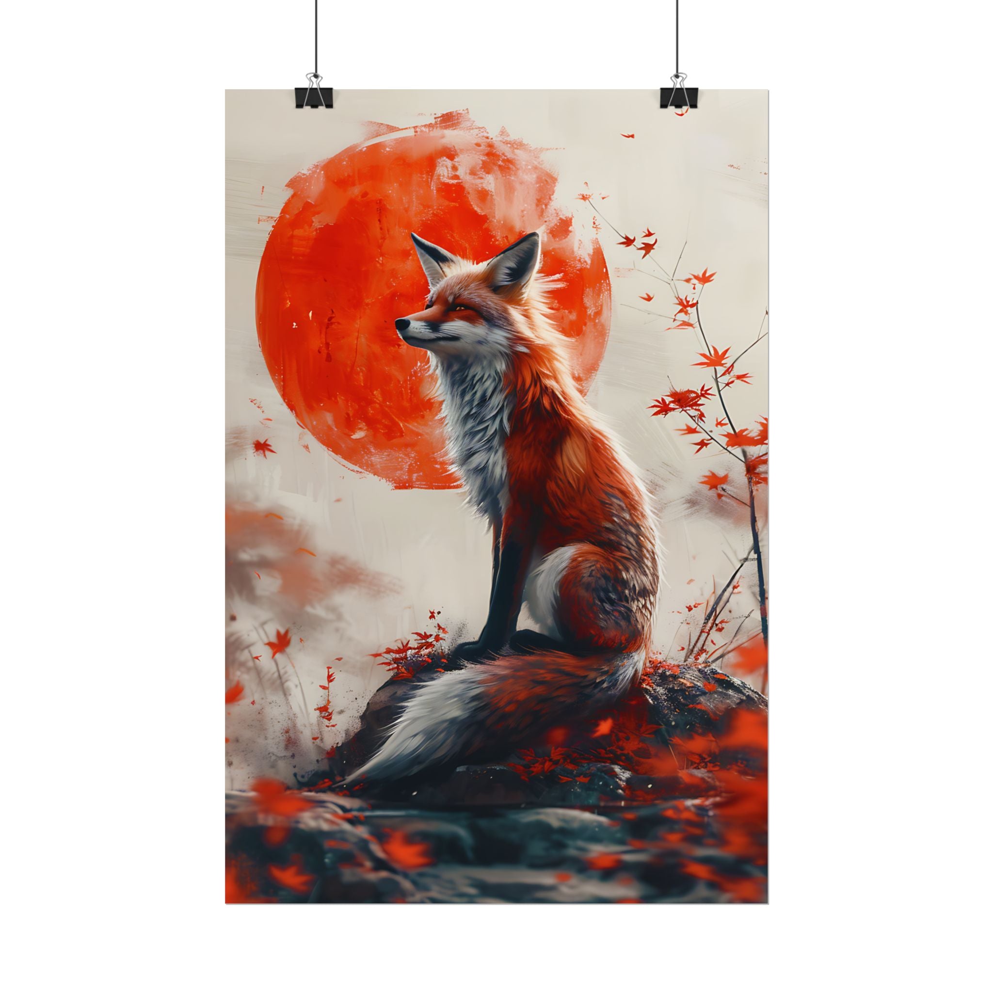 red-fox-poster-print-fantasy-decor-wildlife-wall-art-red-sun-home-decor-animal-lover-gift-nature-print-fantasy-art-decor