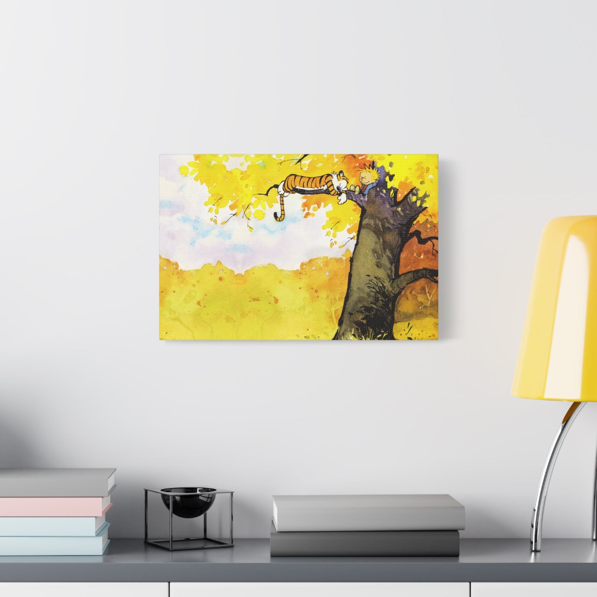 Calvin and Hobbes Canvas Wall Art - Nostalgic Comic Strip Canvas for Kids Room & Nursery Decor - Friendship Adventure Theme Print