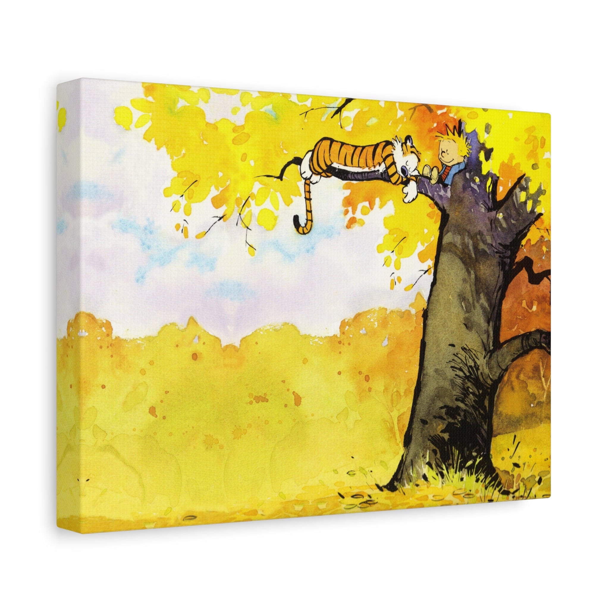 Calvin and Hobbes Canvas Wall Art - Nostalgic Comic Strip Canvas for Kids Room & Nursery Decor - Friendship Adventure Theme Print