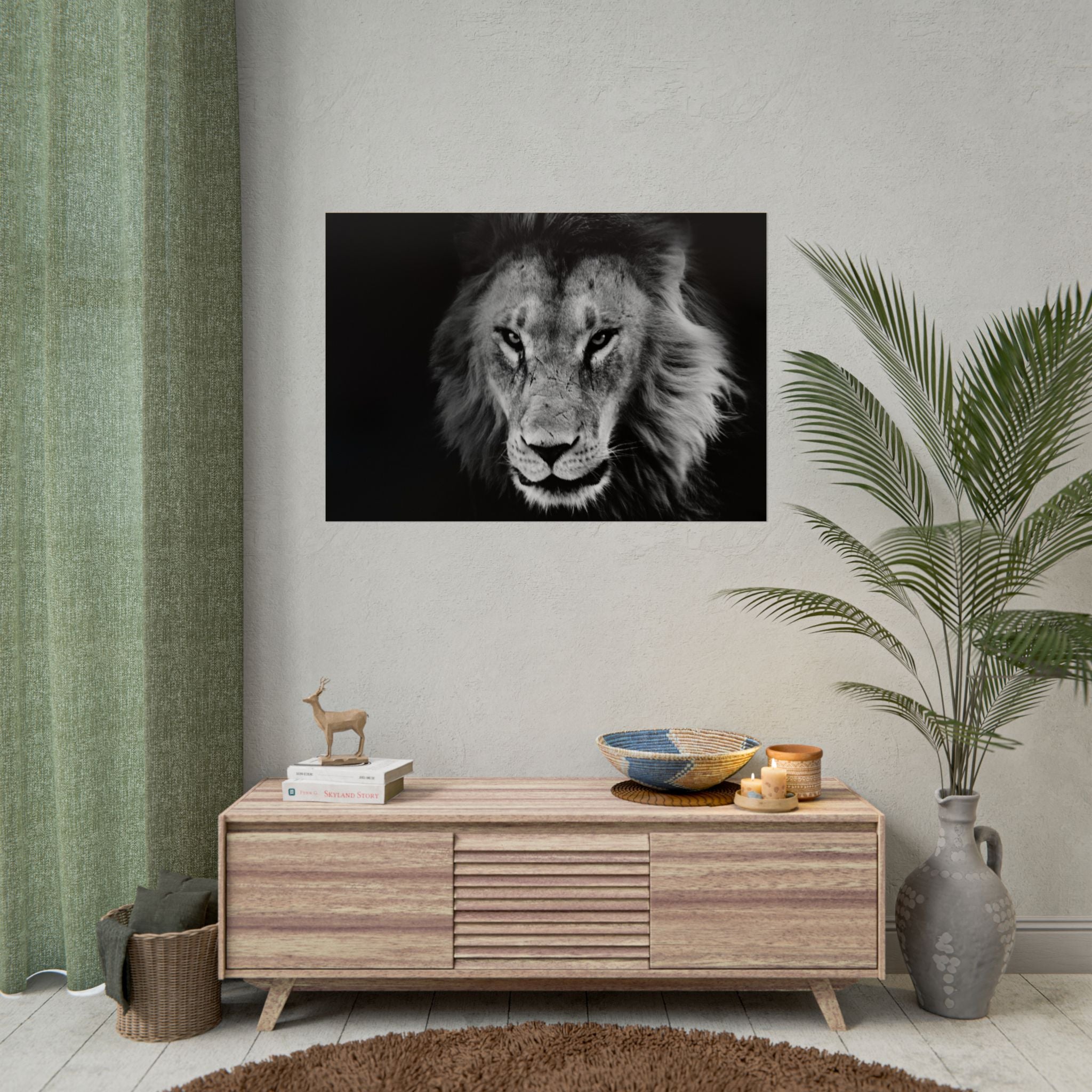 poster-print-lion-wall-art-black-and-white-living-room-decor-monochrome-art-lion-poster-jungle-animal-art-print-wildlife-safa