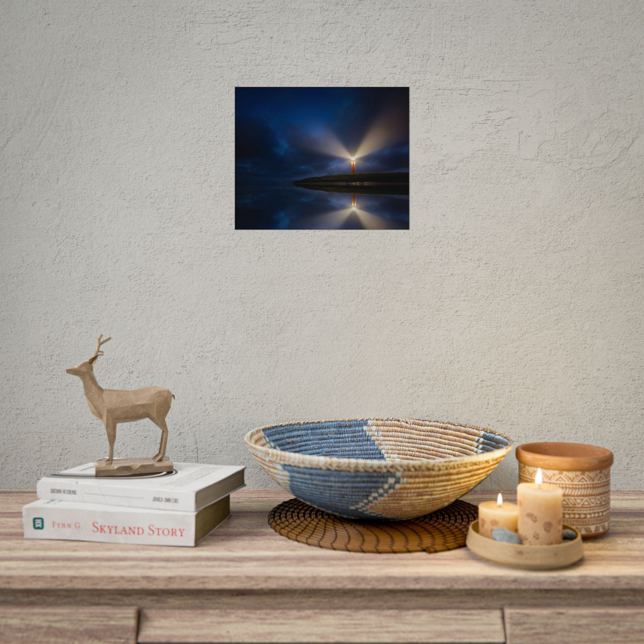 lighthouse-on-rock-poster-wall-art-coastal-wall-decor-nautical-decor-beach-house-decoration-seaside-wall