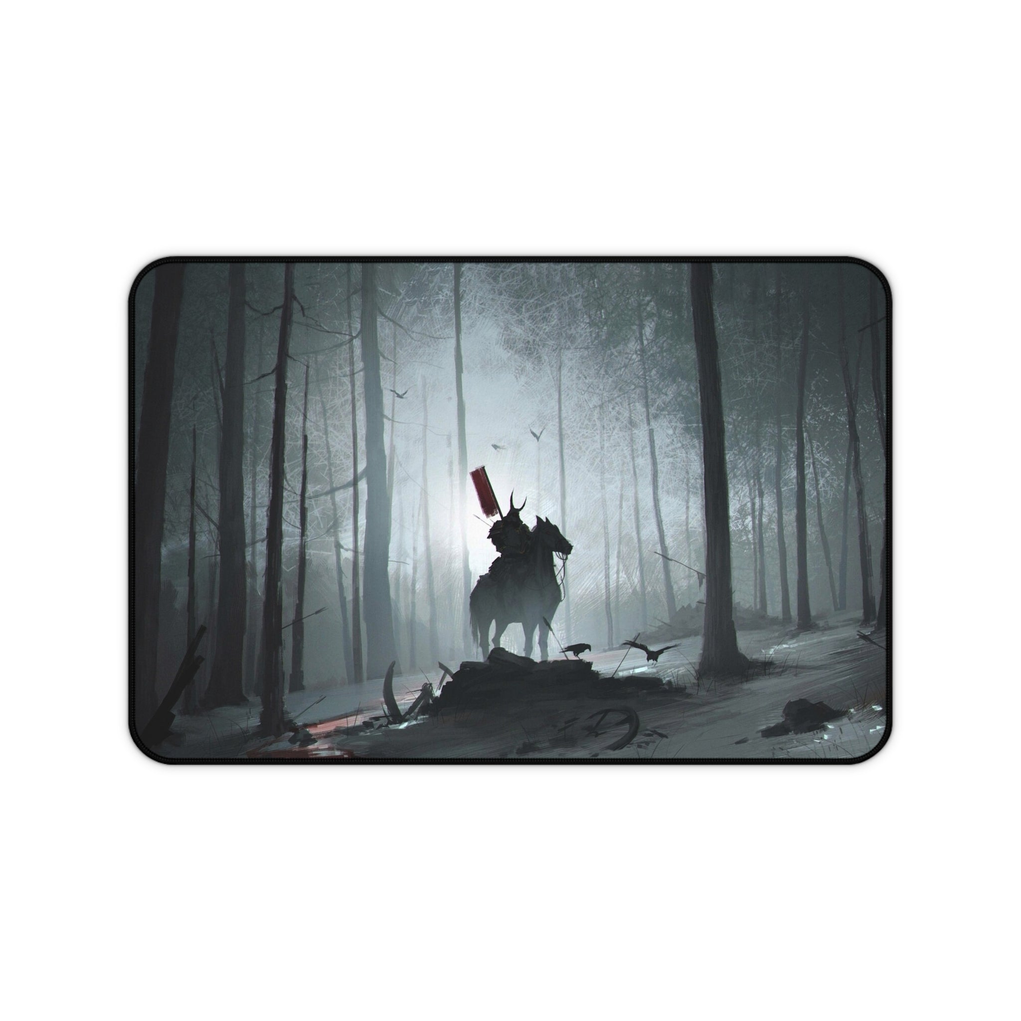 fantasy-samurai-warrior-mouse-pad-japanese-katana-samurai-warrior-in-grey-forest-desk-mat-japanese-anime-samurai-desk-pad