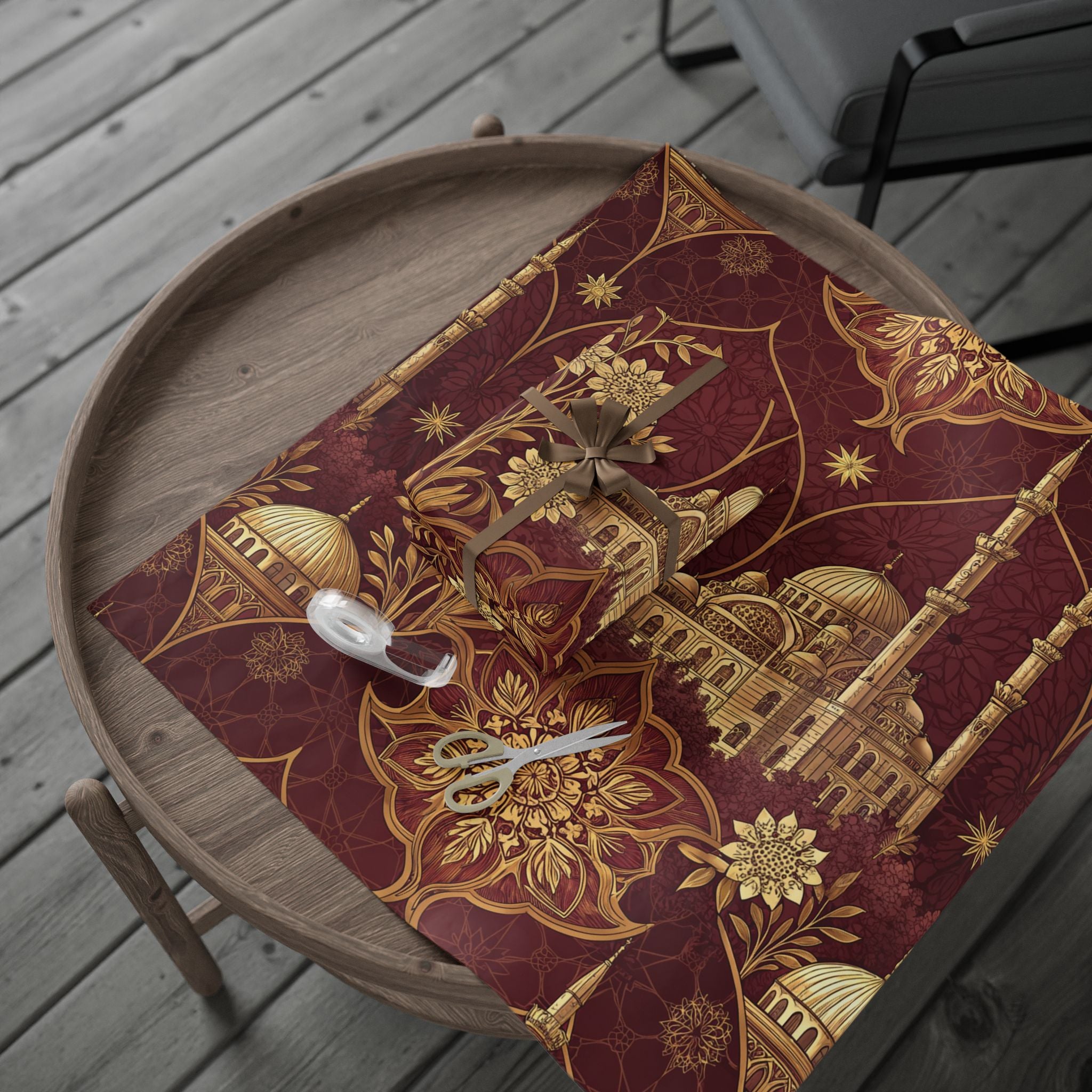 ramadan-night-wrapping-papers-islamic-crescent-moon-gift-wrap-mosque-silhouette-eid-holiday-supplies-festive-present-packagin