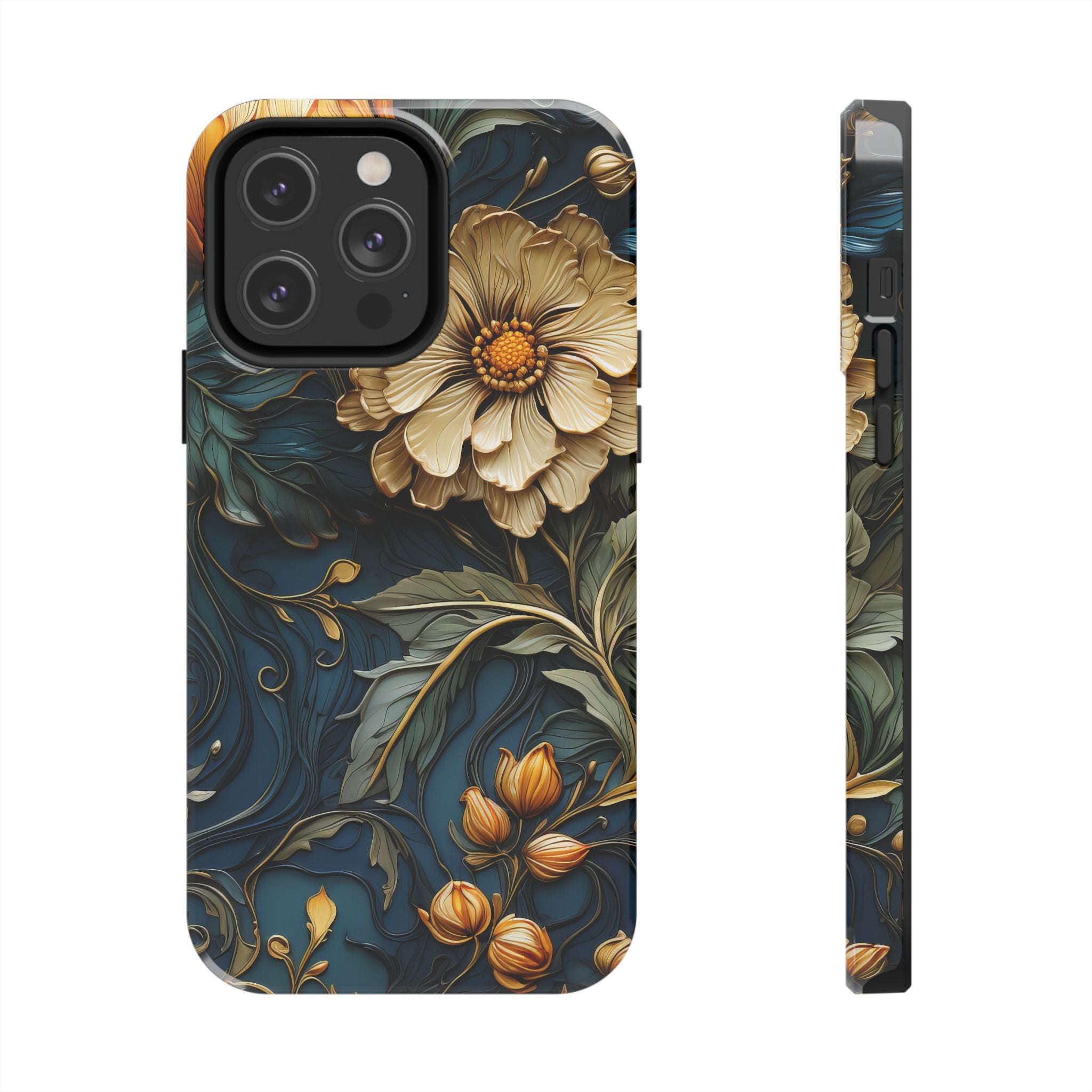 textured-art-nouveau-floral-tough-phone-case-cottagecore-iphone-case-unique-floral-phone-cover-vintage-style-iphone-case-prot