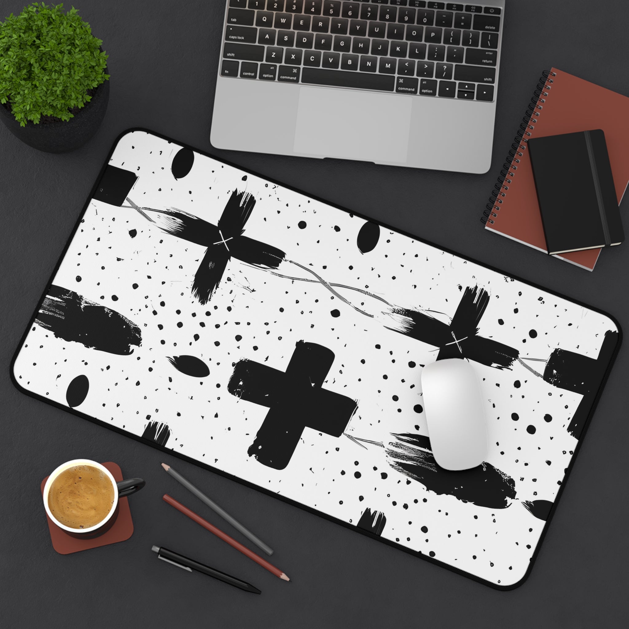 plus-monochrome-mouse-pad-black-and-white-face-desk-mat-sleek-black-and-white-desk-pad-modern-minimalist-mouse-pad