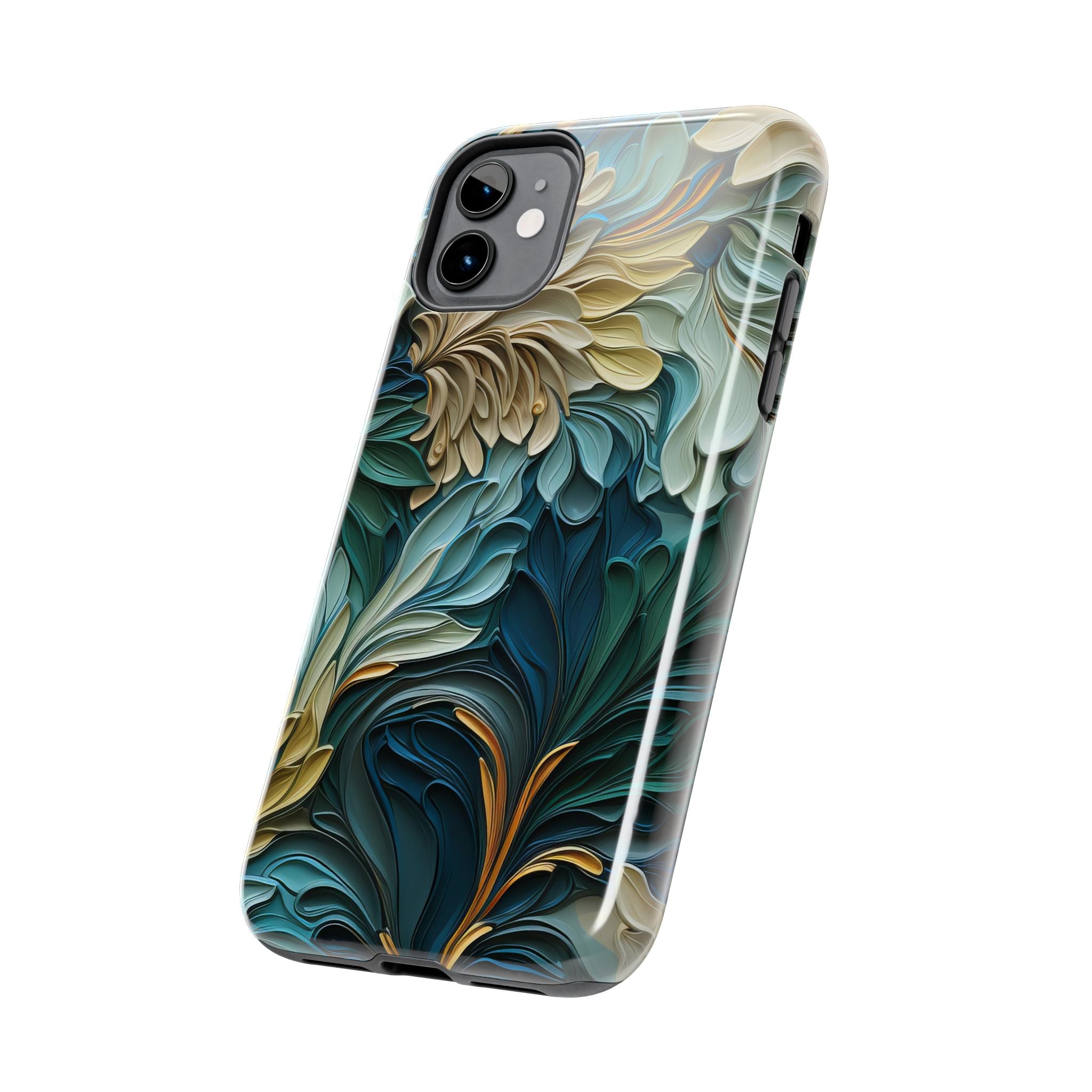 textured-art-nouveau-floral-tough-phone-case-cottagecore-iphone-case-unique-floral-phone-cover-vintage-style-iphone-case-prot