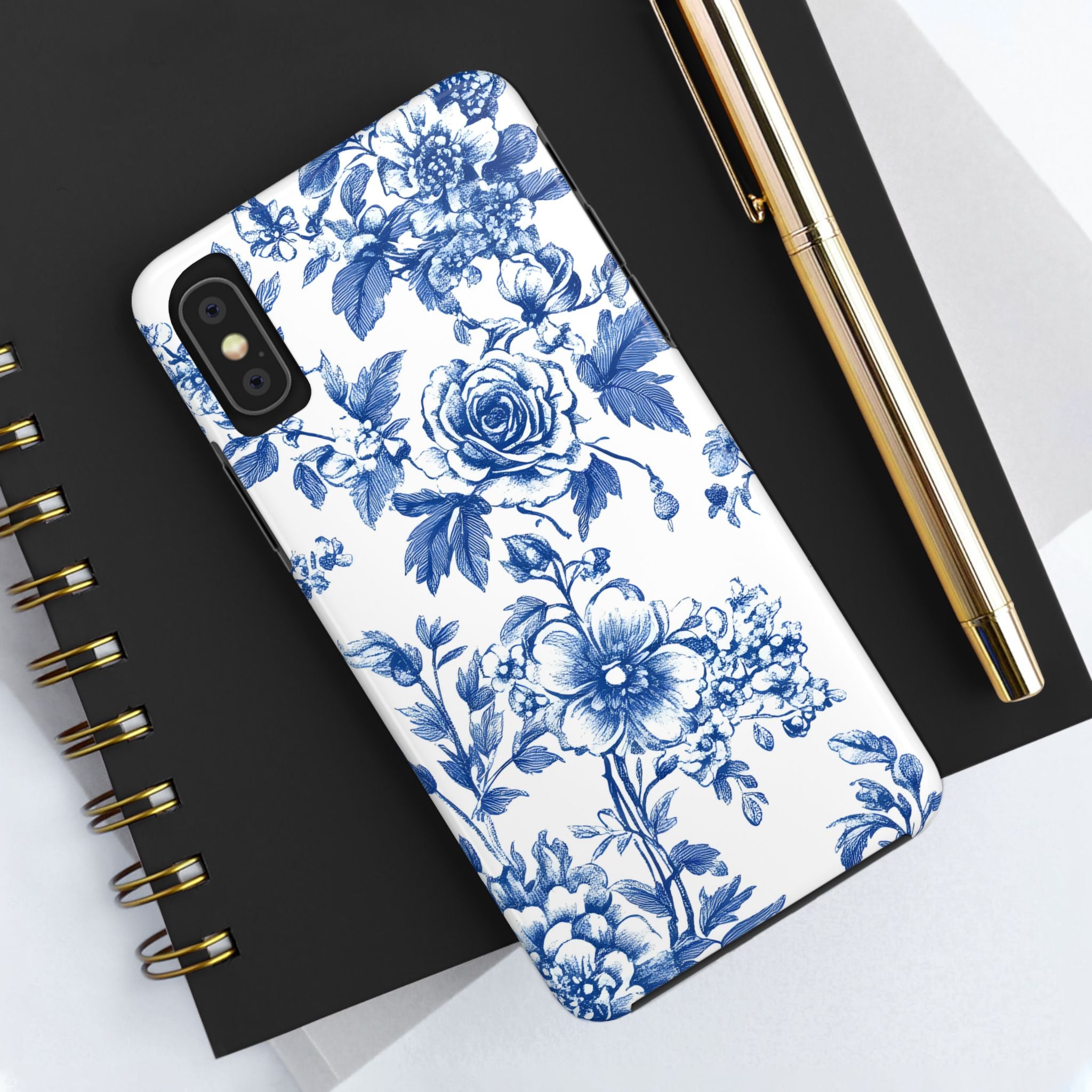 french-toile-floral-tough-iphone-case-blue-iphone-cover-protective-iphone-case-hard-shell-iphone-case-vintage-design-phone-ca