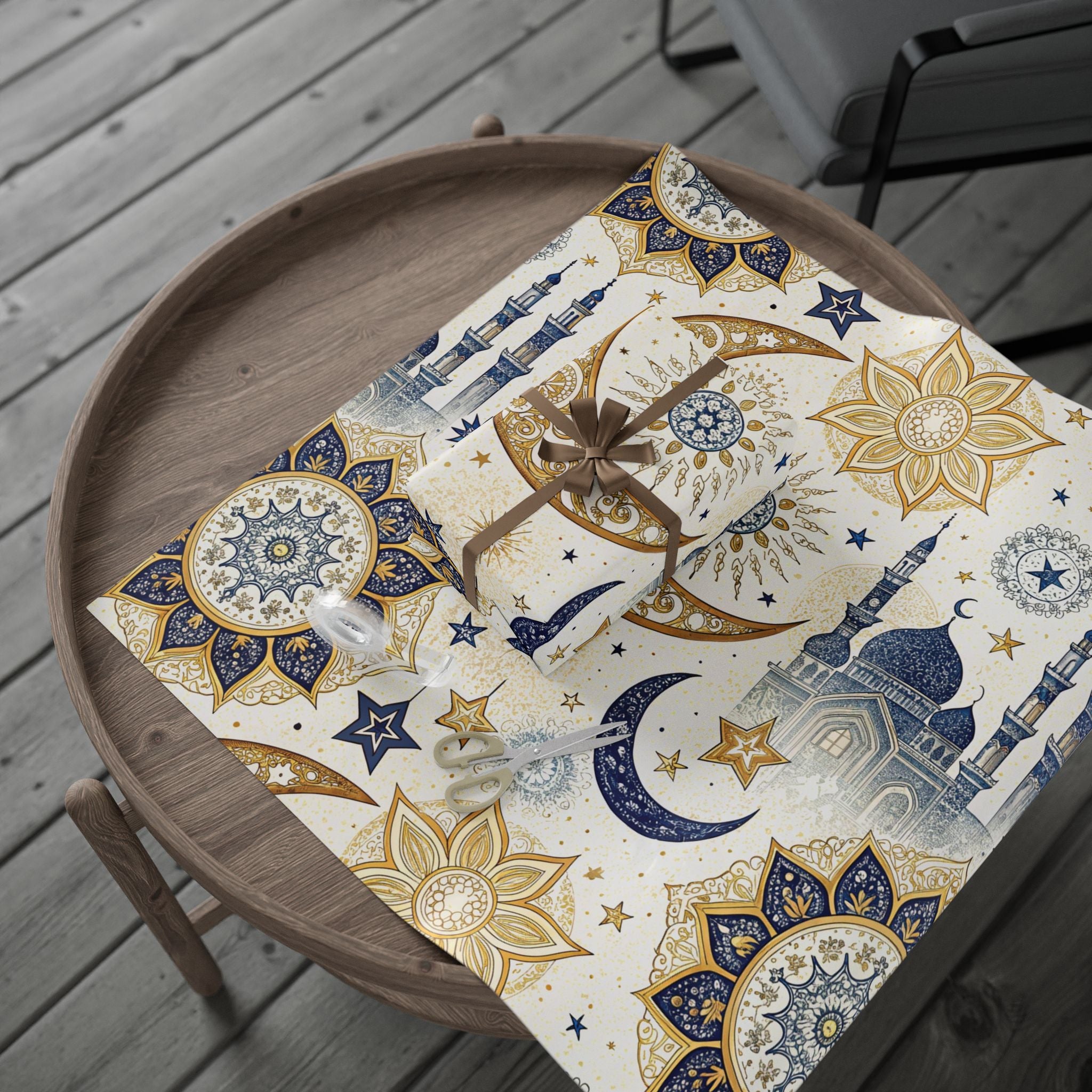ramadan-night-wrapping-papers-islamic-crescent-moon-gift-wrap-mosque-silhouette-eid-holiday-supplies-festive-present-packagin
