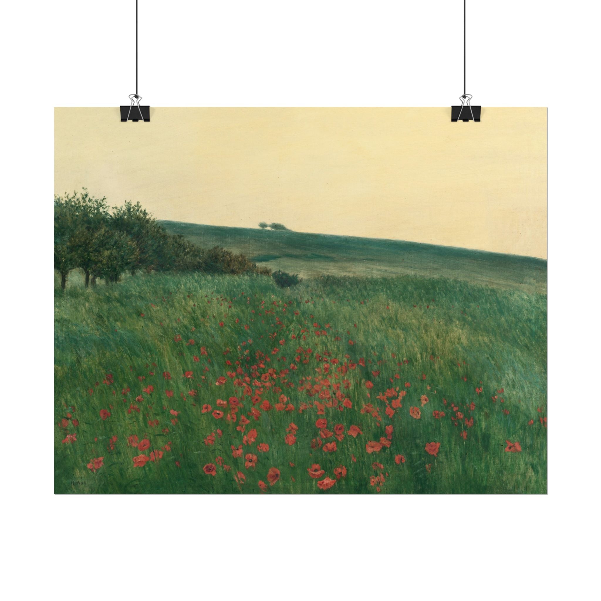 Frantisek Kavan, Fields Poster Print, Fields Landscape Painting, Red Poppies, Rustic Canvas Wall Art, Farmhouse Wall Decor