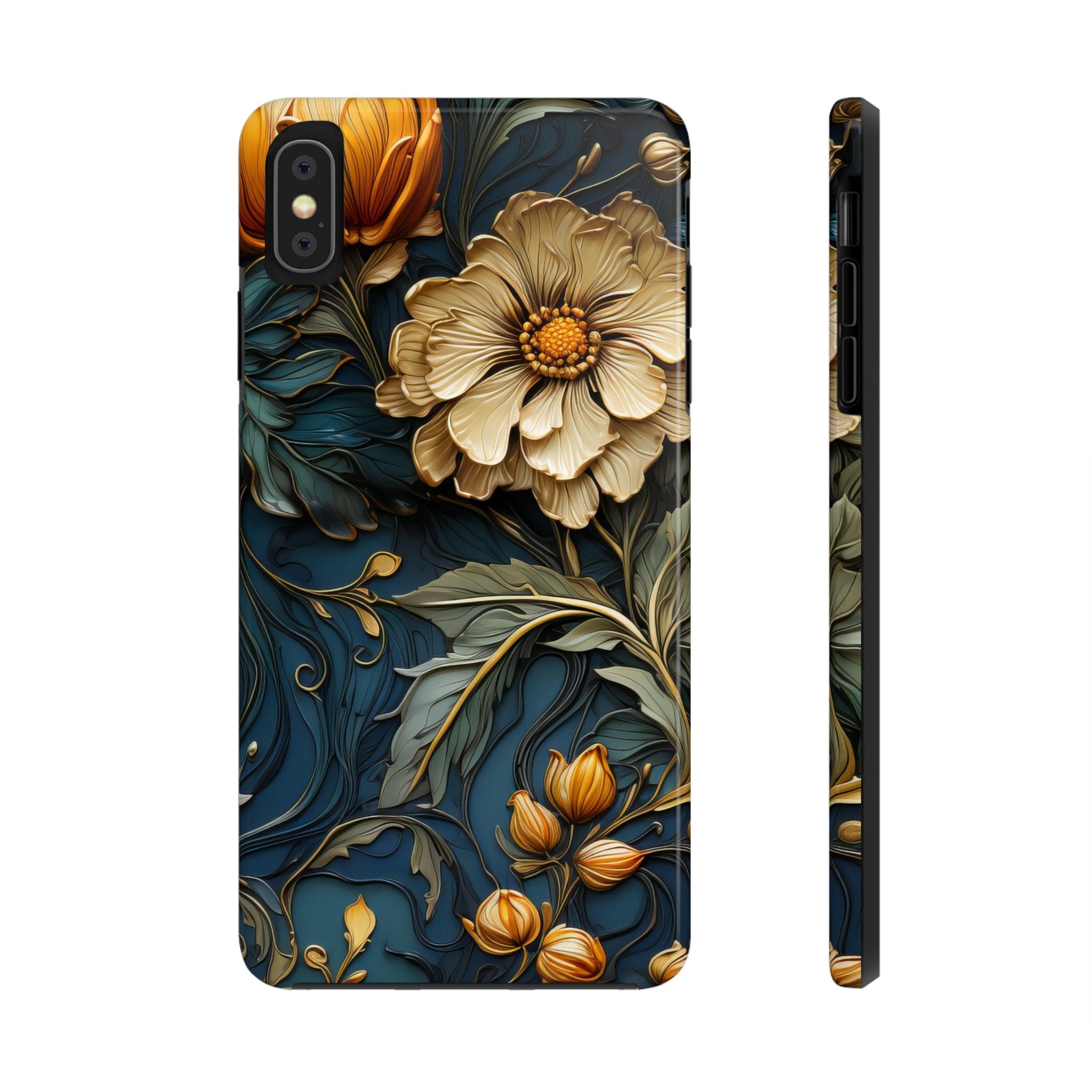 textured-art-nouveau-floral-tough-phone-case-cottagecore-iphone-case-unique-floral-phone-cover-vintage-style-iphone-case-prot