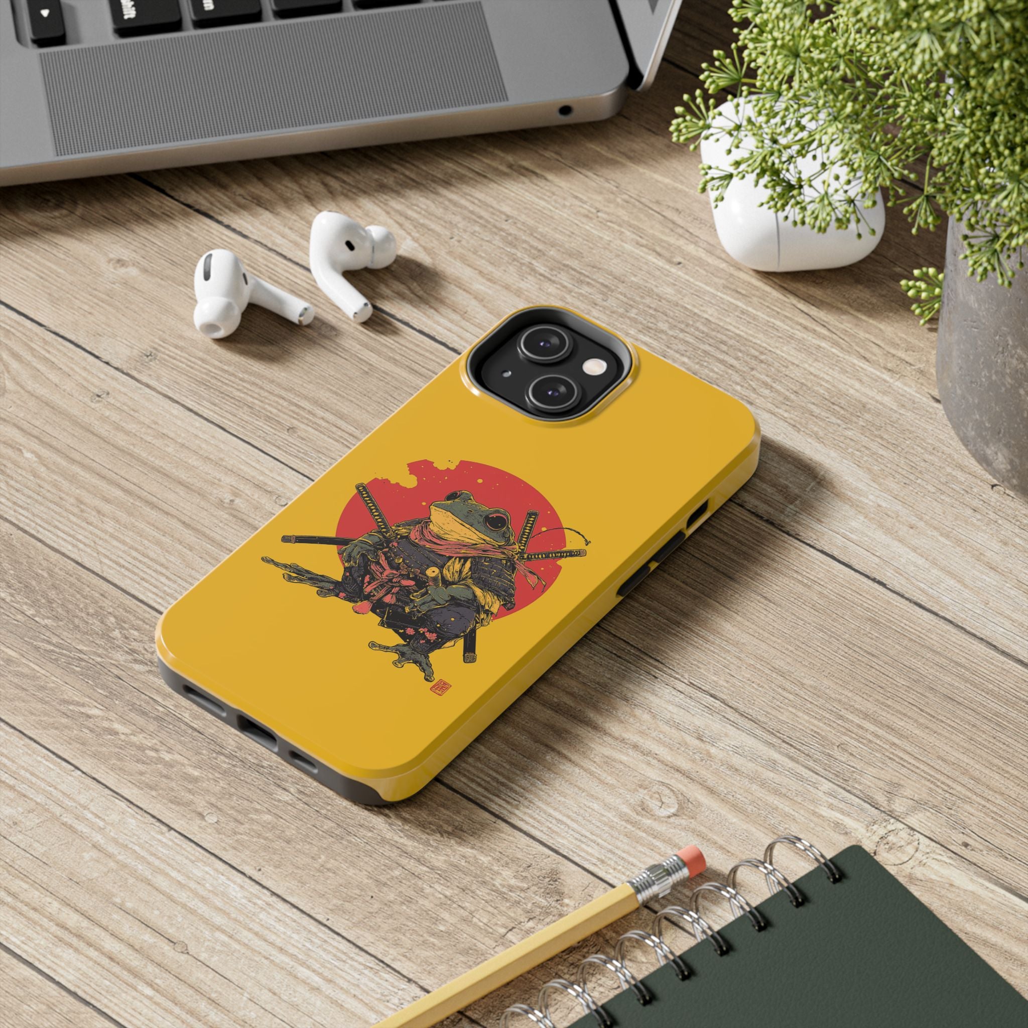 retro-vintage-ninja-frog-iphone-tough-case-red-sun-japanese-samurai-frog-design-ninja-warrior-yellow-iphone-hard-cover