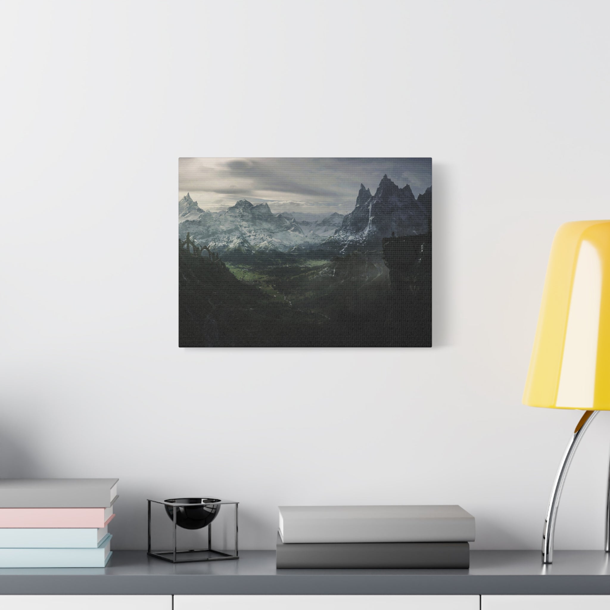 The Elder Scrolls Skyrim Canvas Wall Art - Dark Landscape Dragon Game Canvas Print Room Decor, Gaming Wall Art, Skyrim Gift