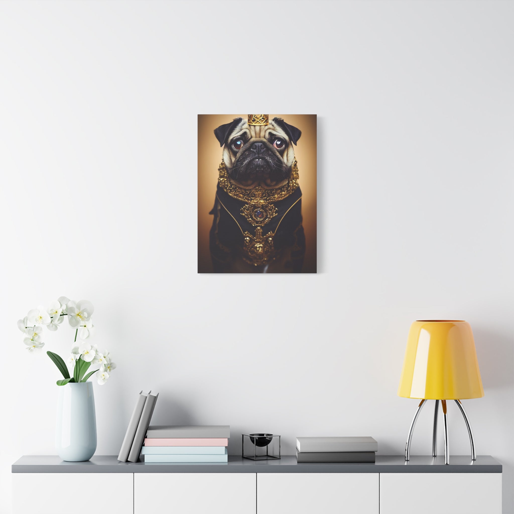 canvas-print-pug-crown-funny-jewelry-wall-art-decor-stretched-matte-canvas-home-living-room-decoration-dog-lover-gift-animal-