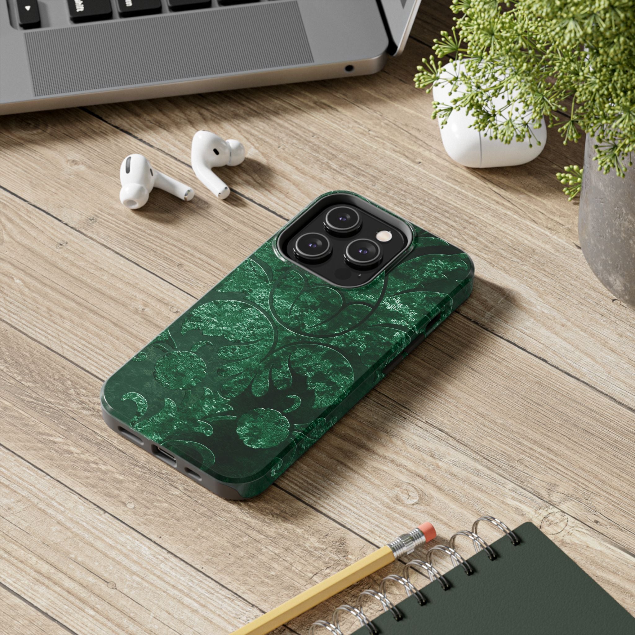 embossed-emerald-velvet-tough-iphone-case-protective-iphone-cover-heavy-duty-iphone-case-rugged-phone-case-durable-smartphone