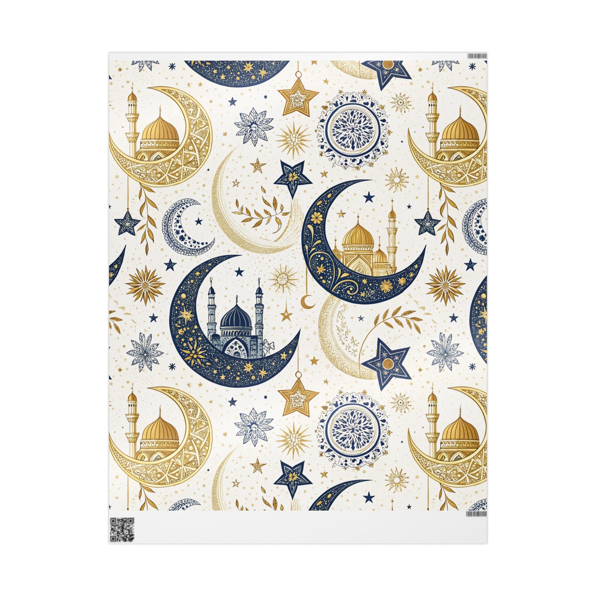 ramadan-night-wrapping-papers-islamic-crescent-moon-gift-wrap-mosque-silhouette-eid-holiday-supplies-festive-present-packagin