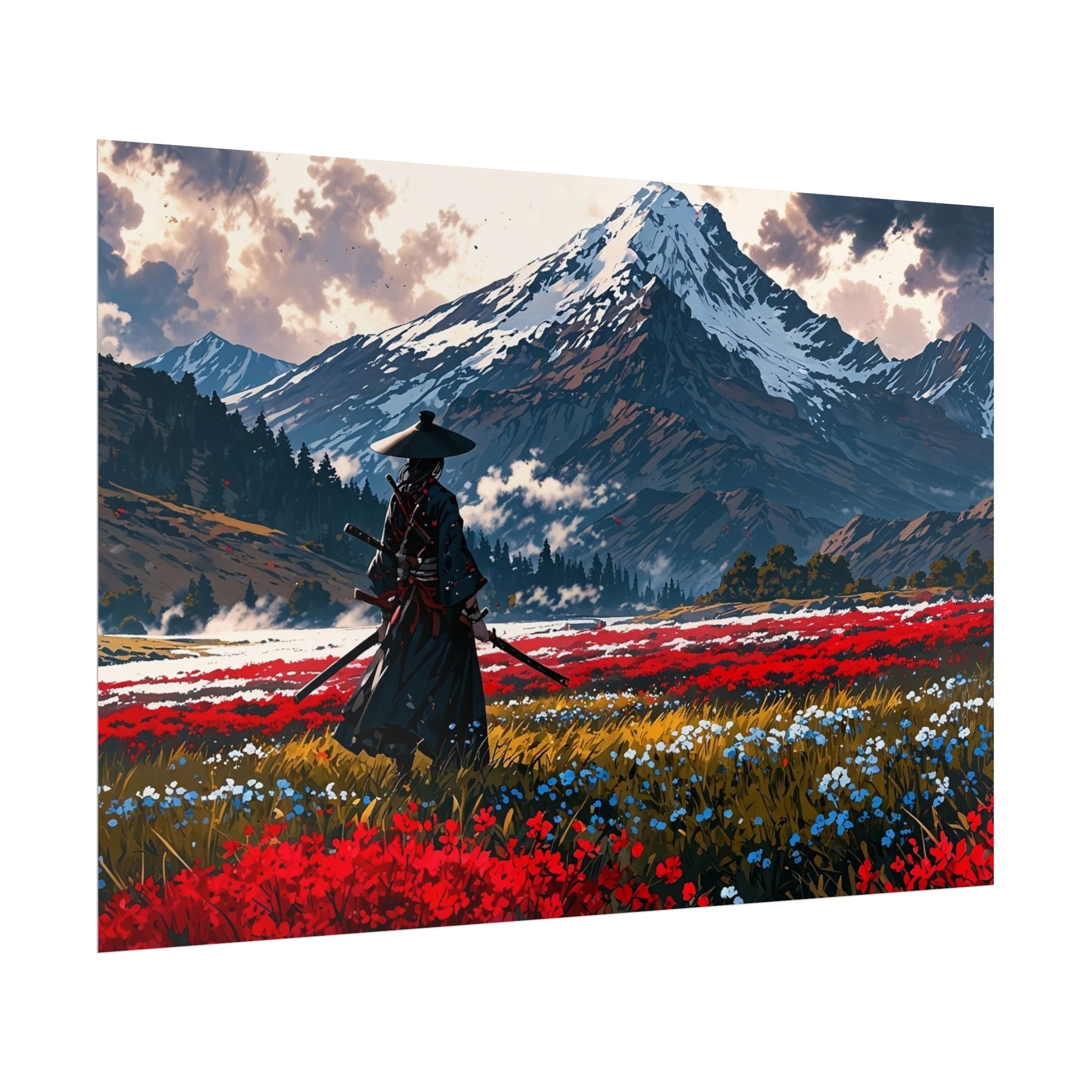 Samurai Canvas Print - Katana Japanese Artwork, Asian Decor, Samurai Warrior Poster, Anime Poster