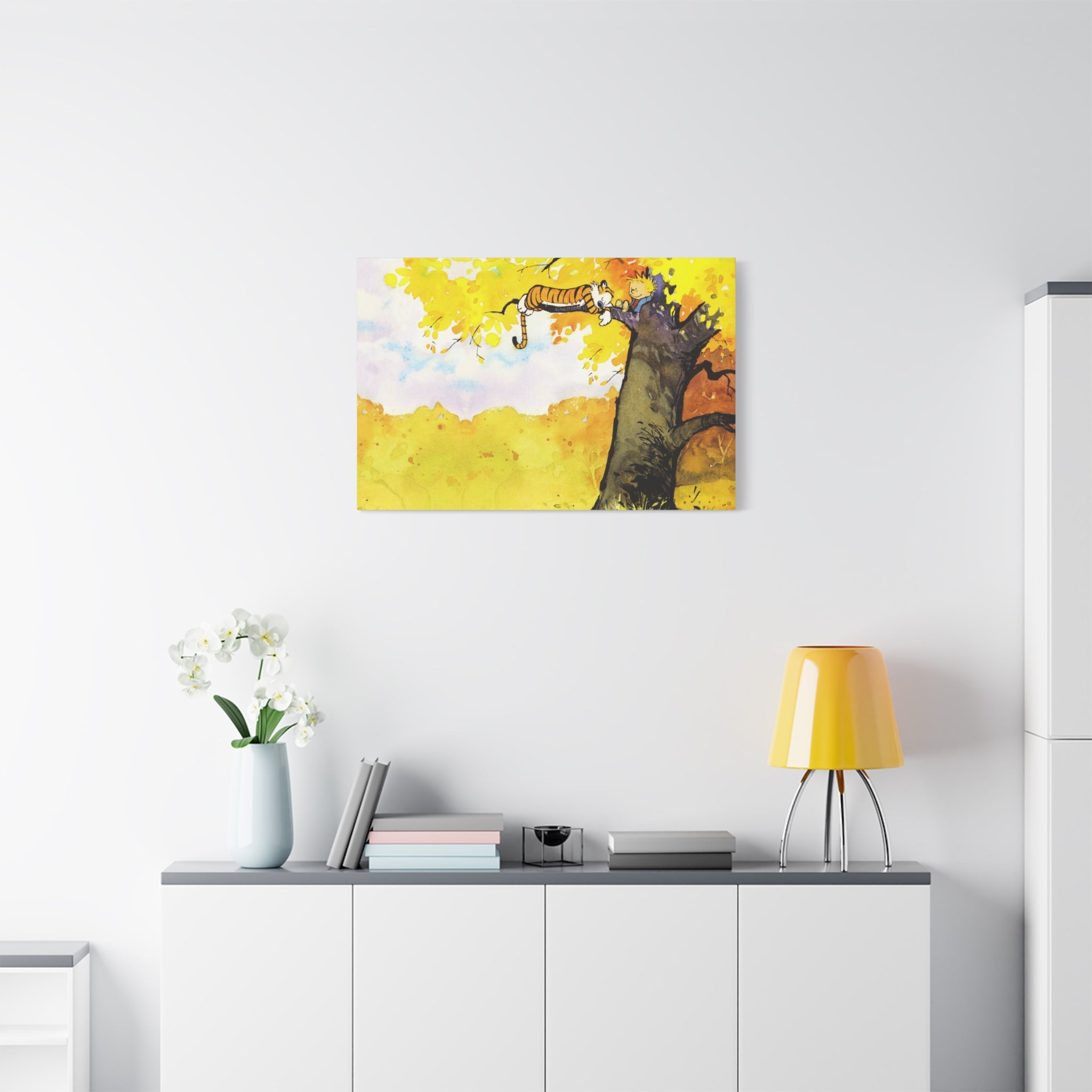 Calvin and Hobbes Canvas Wall Art - Nostalgic Comic Strip Canvas for Kids Room & Nursery Decor - Friendship Adventure Theme Print