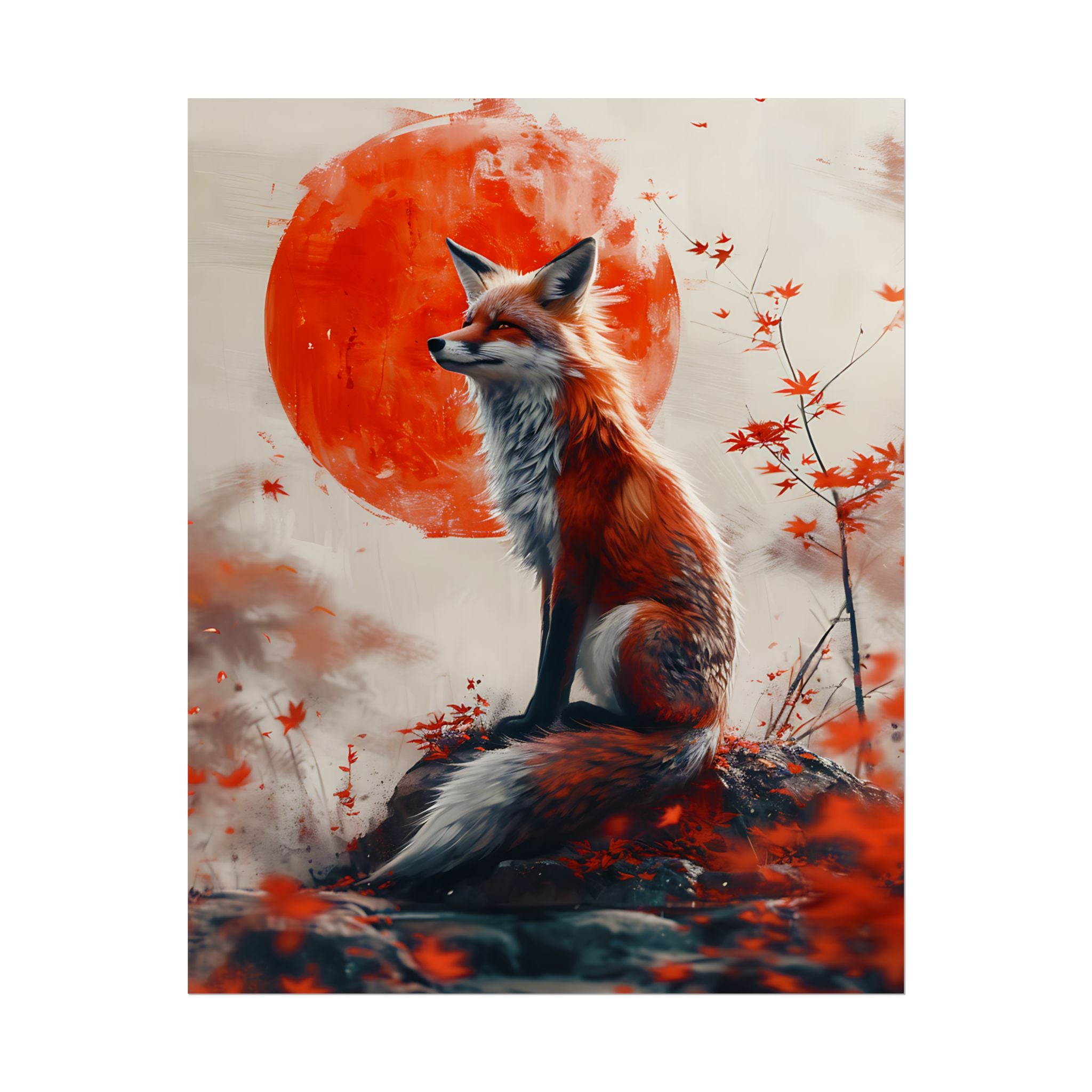 red-fox-poster-print-fantasy-decor-wildlife-wall-art-red-sun-home-decor-animal-lover-gift-nature-print-fantasy-art-decor
