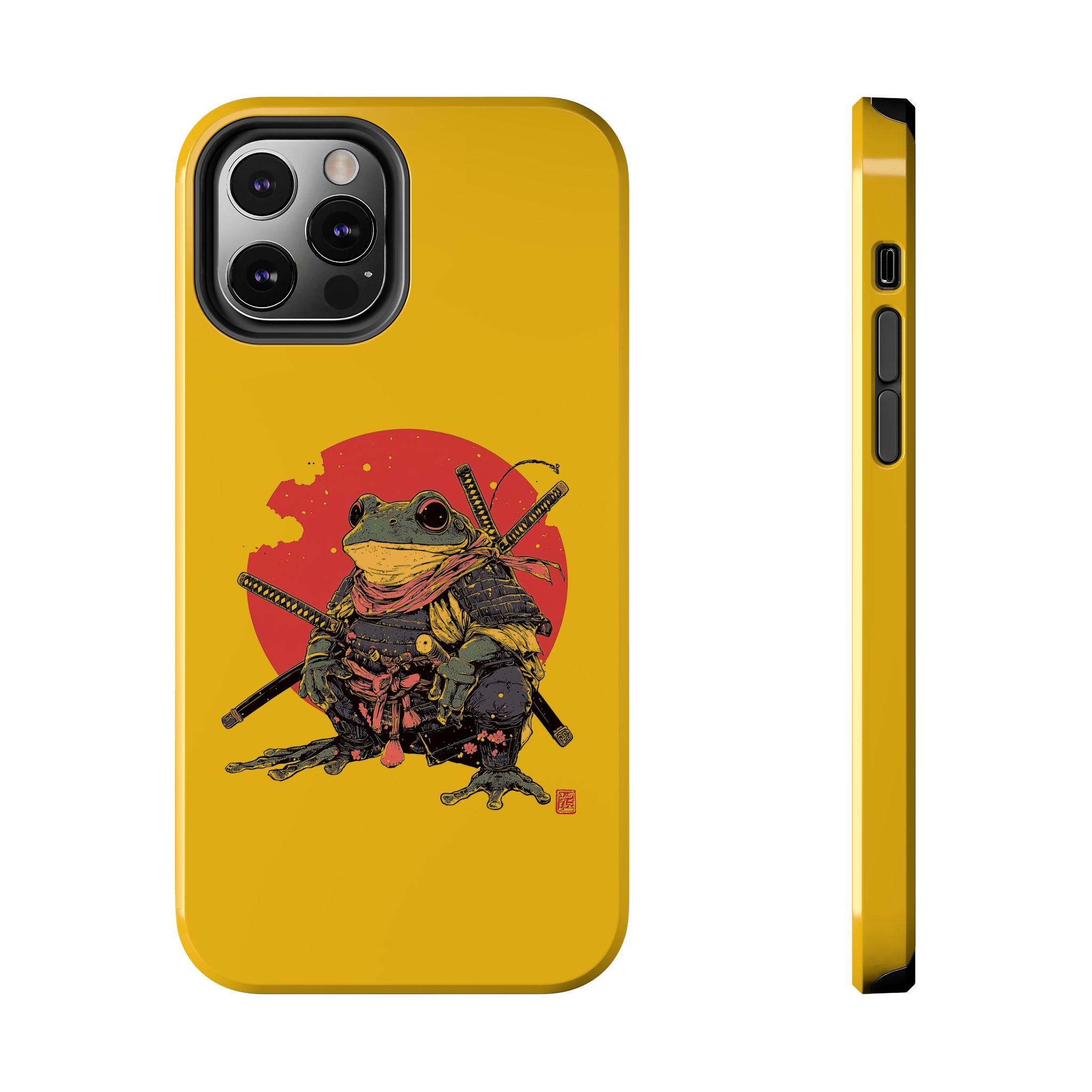 retro-vintage-ninja-frog-iphone-tough-case-red-sun-japanese-samurai-frog-design-ninja-warrior-yellow-iphone-hard-cover