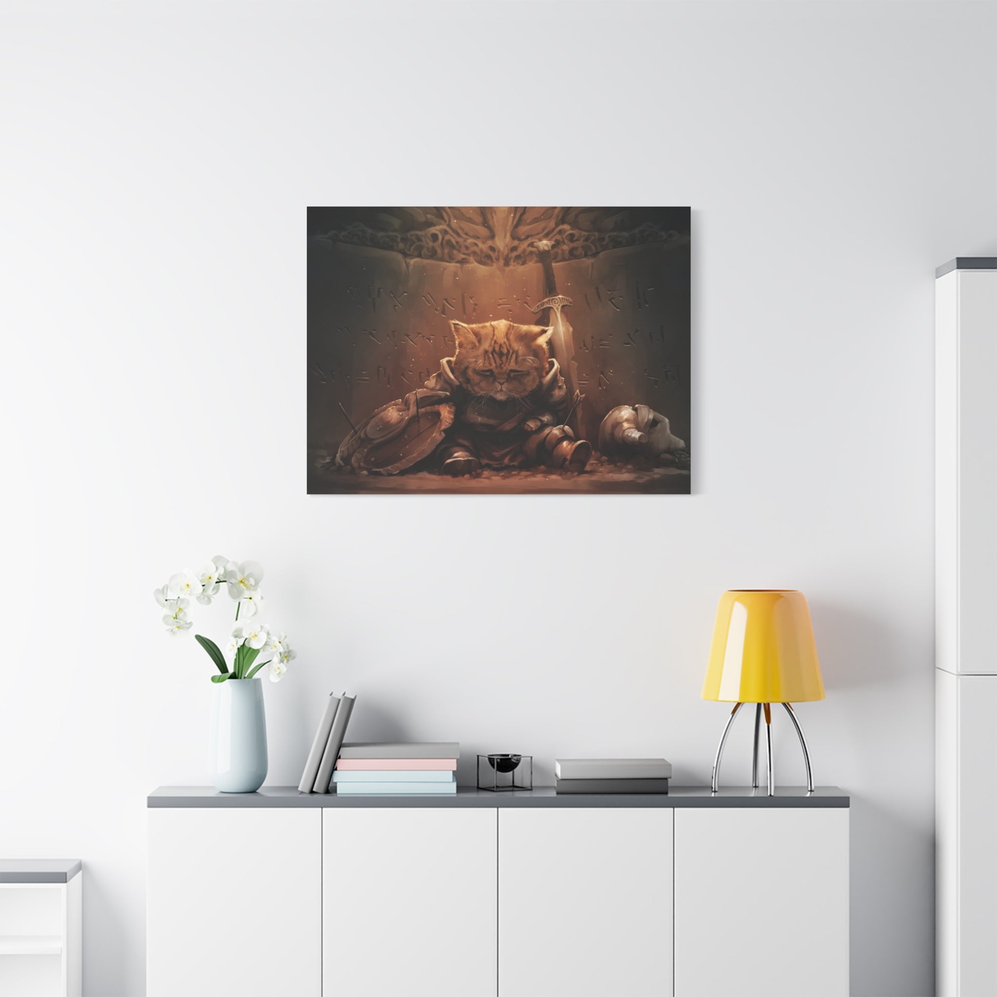 The Elder Scrolls Skyrim Canvas Wall Art - Cat Game Canvas Print Room Decor, Dragon Gaming Wall Art, Skyrim Gift