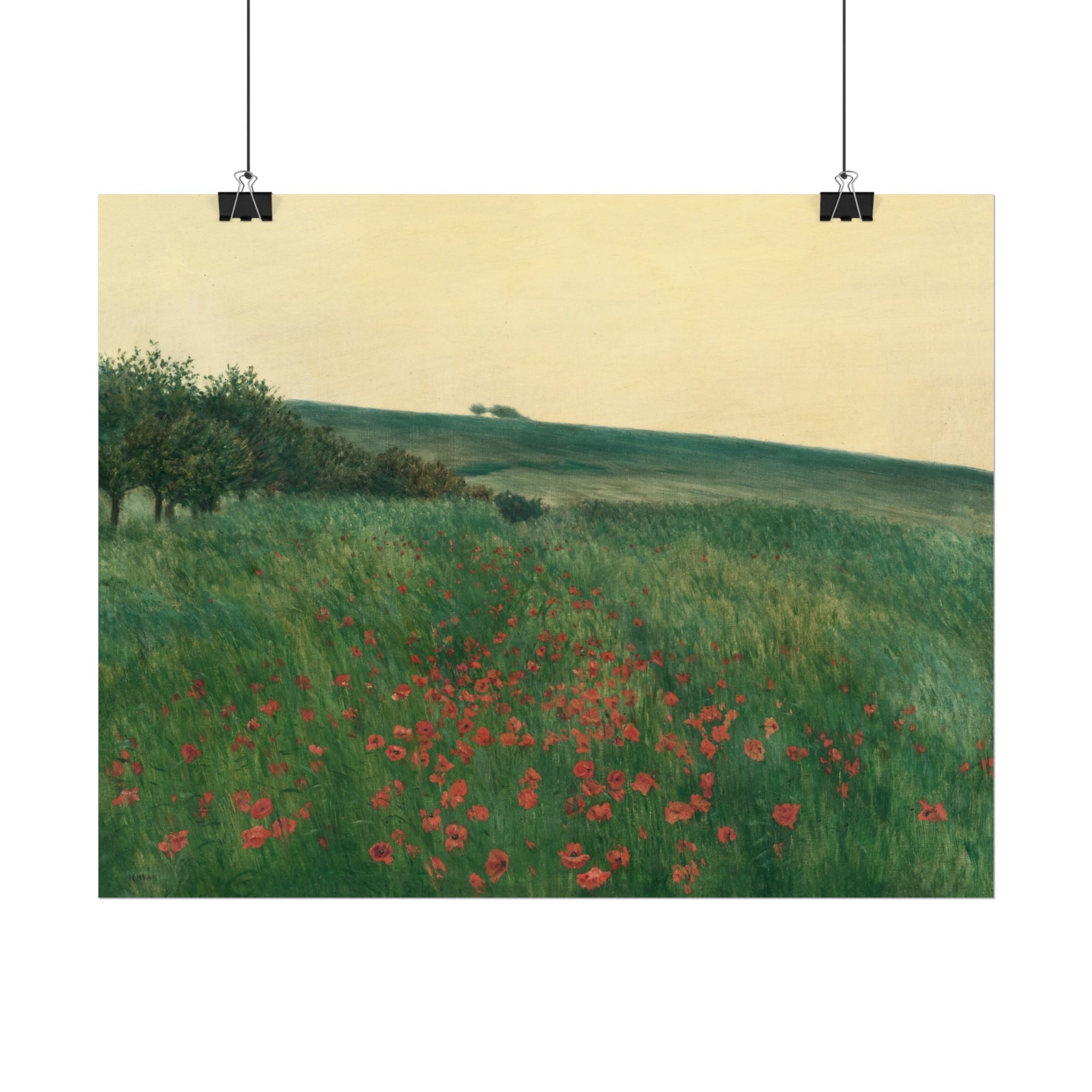 Frantisek Kavan, Fields Poster Print, Fields Landscape Painting, Red Poppies, Rustic Canvas Wall Art, Farmhouse Wall Decor