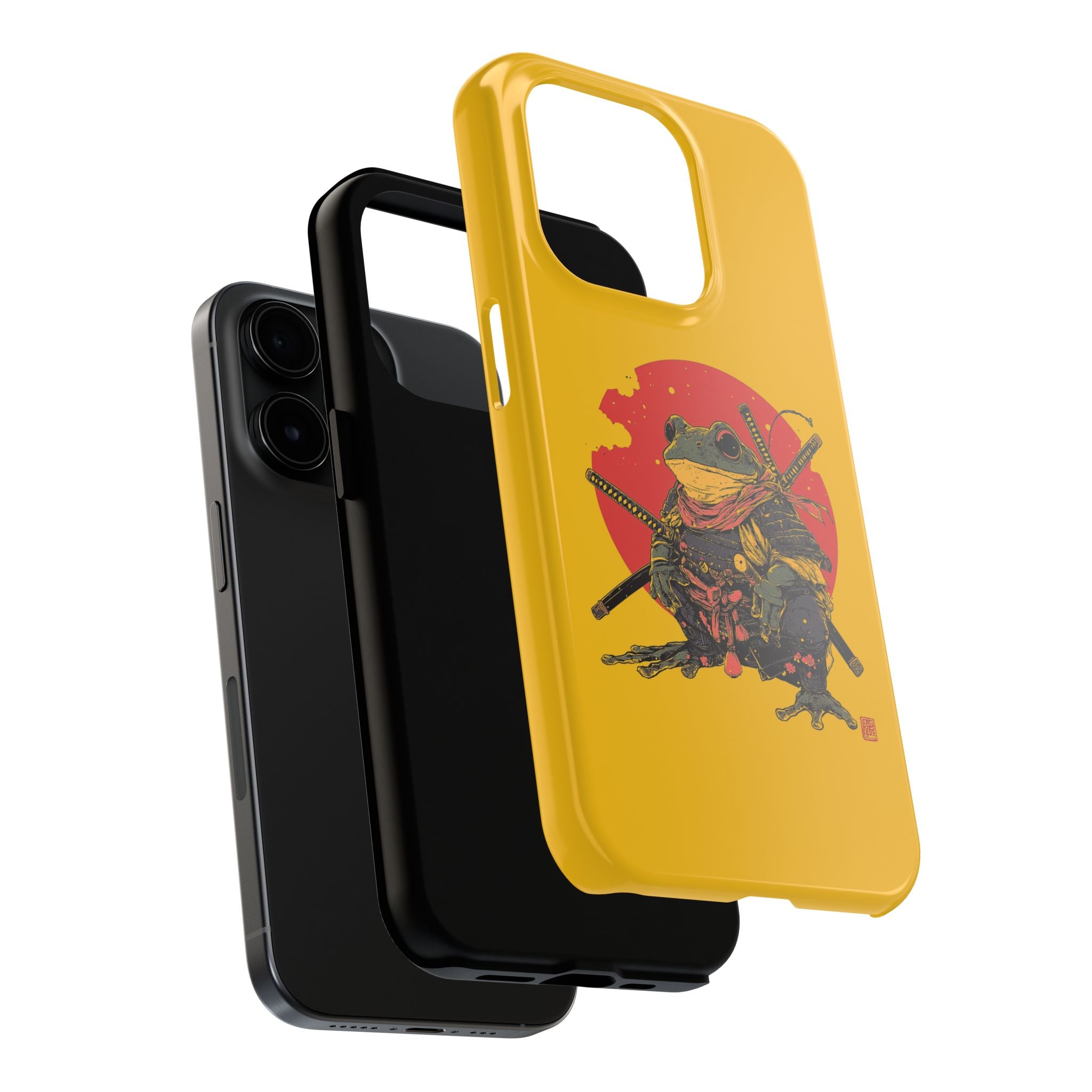 retro-vintage-ninja-frog-iphone-tough-case-red-sun-japanese-samurai-frog-design-ninja-warrior-yellow-iphone-hard-cover
