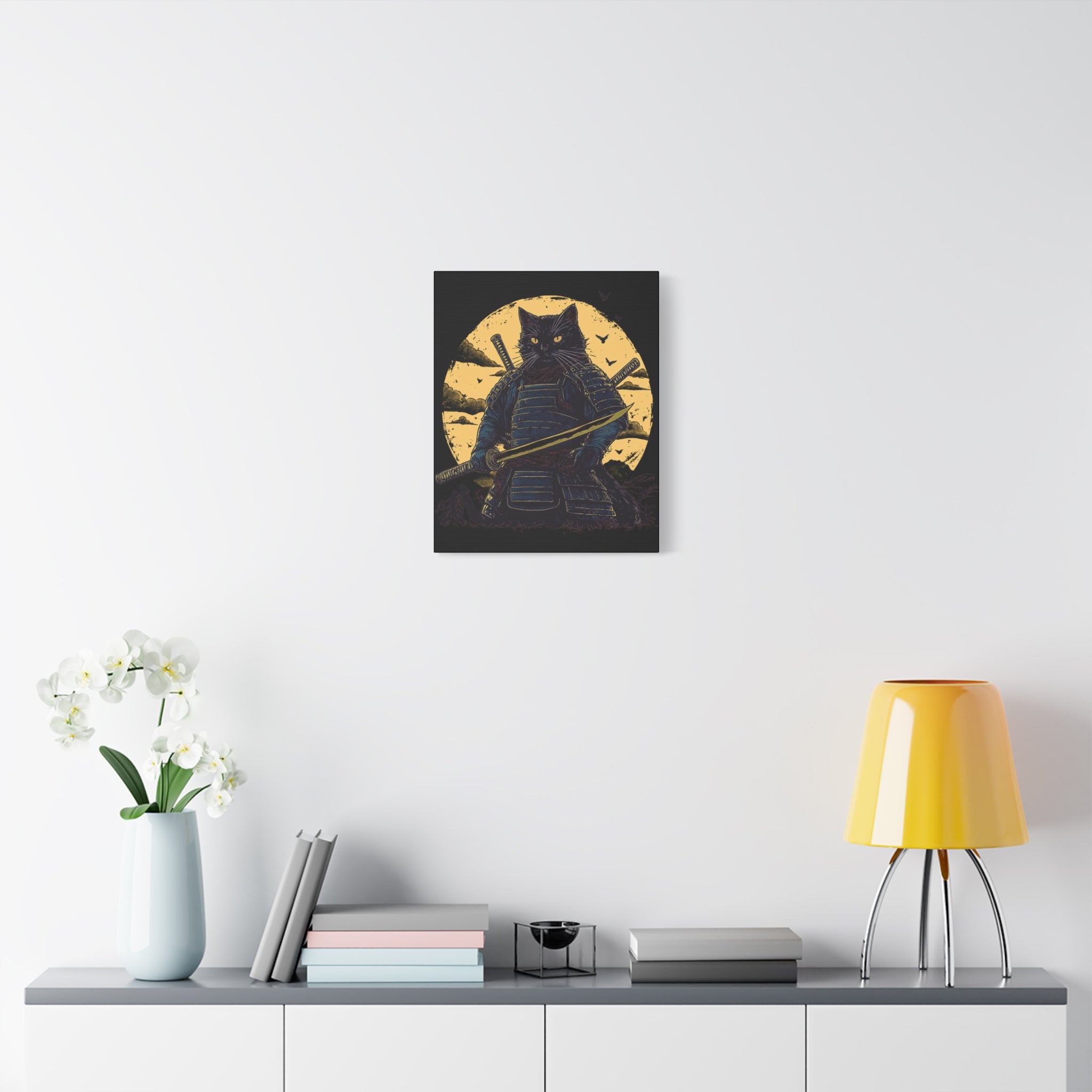 canvas-wall-art-samurai-cat-japanese-style-sunset-retro-wall-decor-stretched-matte-canvas-wall-hanging-home-decor-retro-wall-