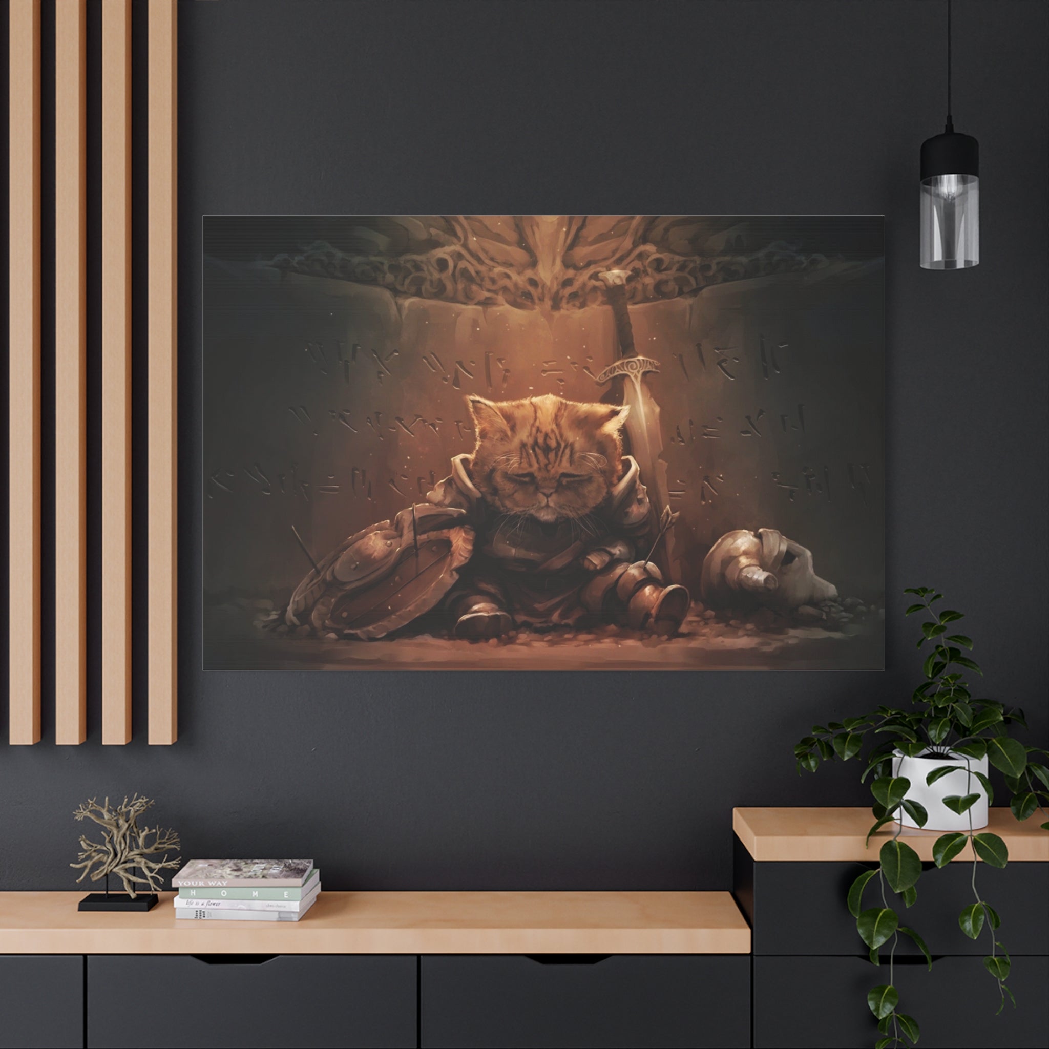 The Elder Scrolls Skyrim Canvas Wall Art - Cat Game Canvas Print Room Decor, Dragon Gaming Wall Art, Skyrim Gift