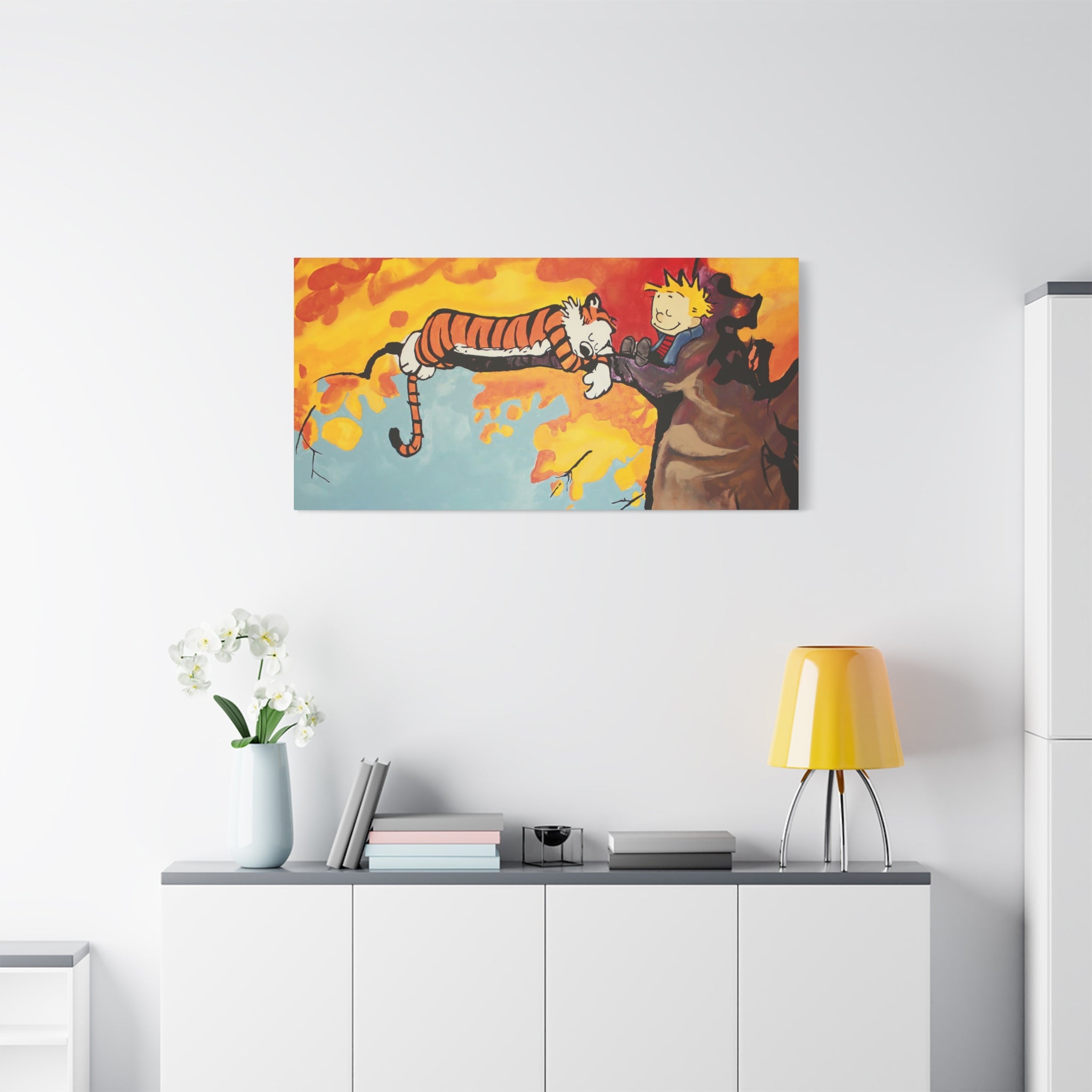 Calvin and Hobbes Canvas Wall Art - Nostalgic Comic Strip Poster for Nursery & Kids Room Decor - Friendship Theme Gift Idea