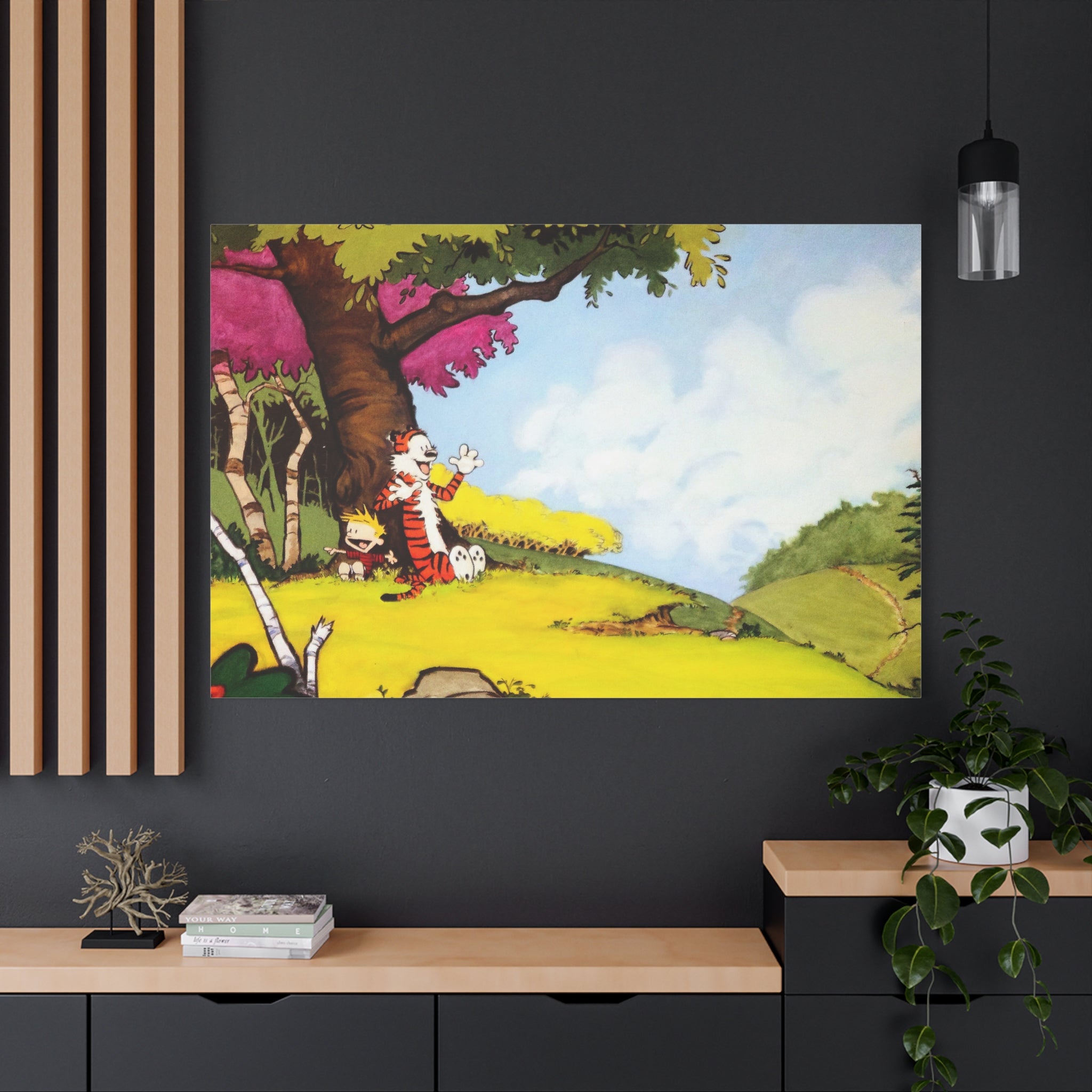 Calvin and Hobbes Canvas Wall Art - Nostalgic Comic Strip Poster for Kids Room & Nursery Room Decor - Adventure Theme Print
