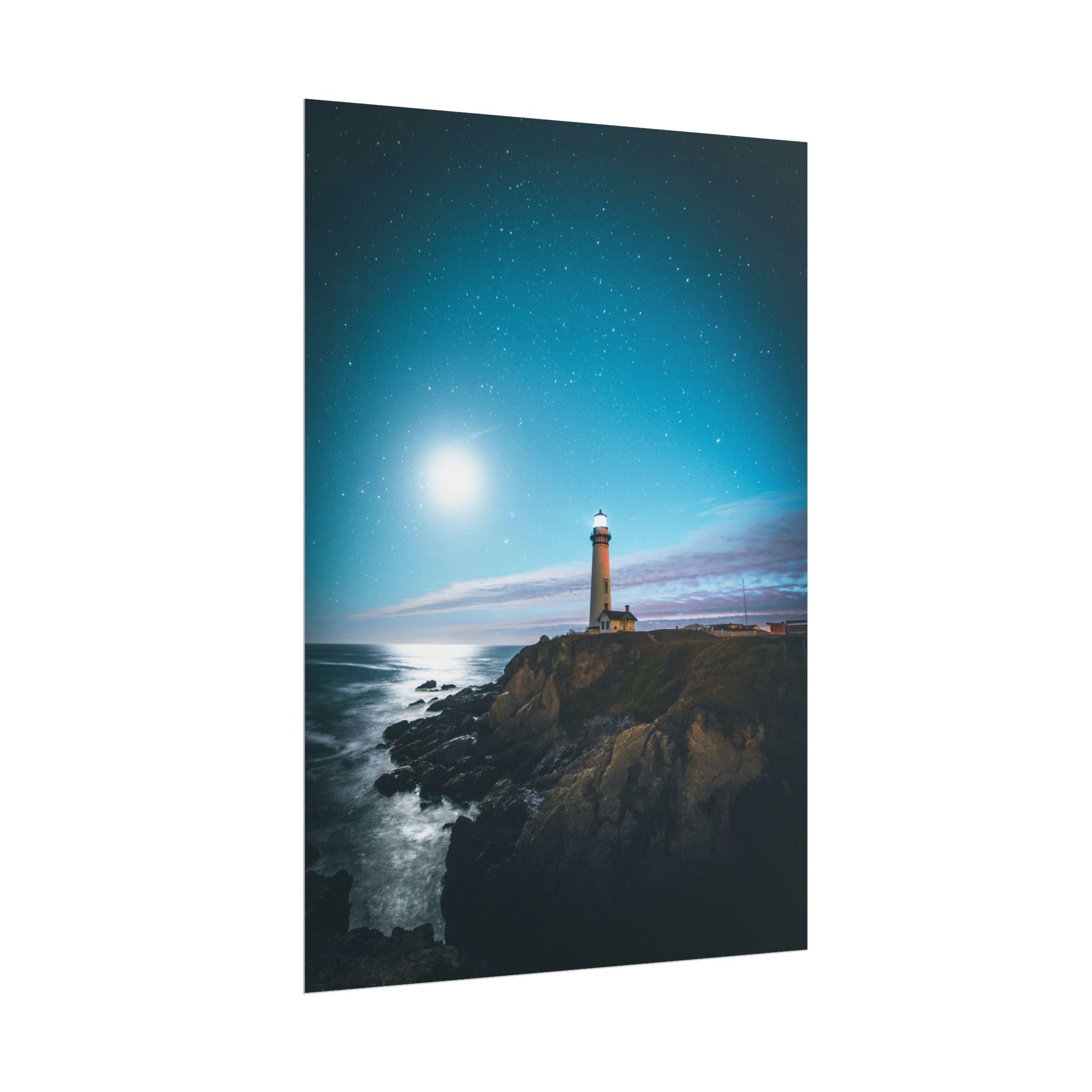 lighthouse-on-rock-poster-print-coastal-wall-art-nautical-wall-decor-beach-house-decoration-seaside-wall-ocean-wall-art