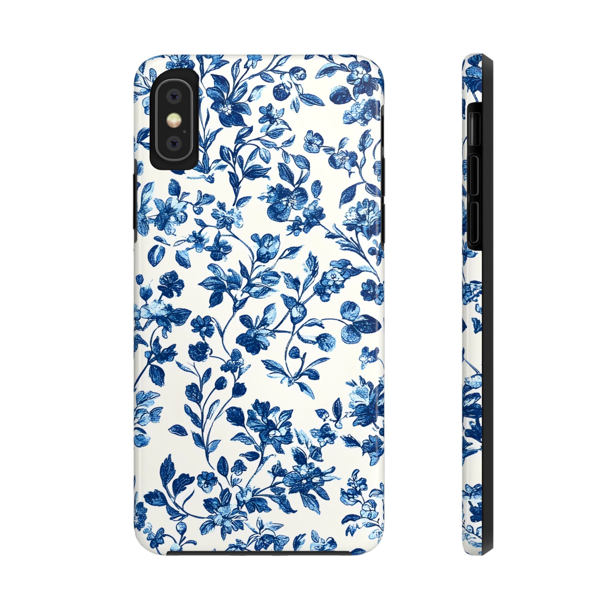 french-toile-floral-tough-phone-case-blue-phone-cover-protective-iphone-case-hard-shell-cellphone-case-vintage-design-phone-c