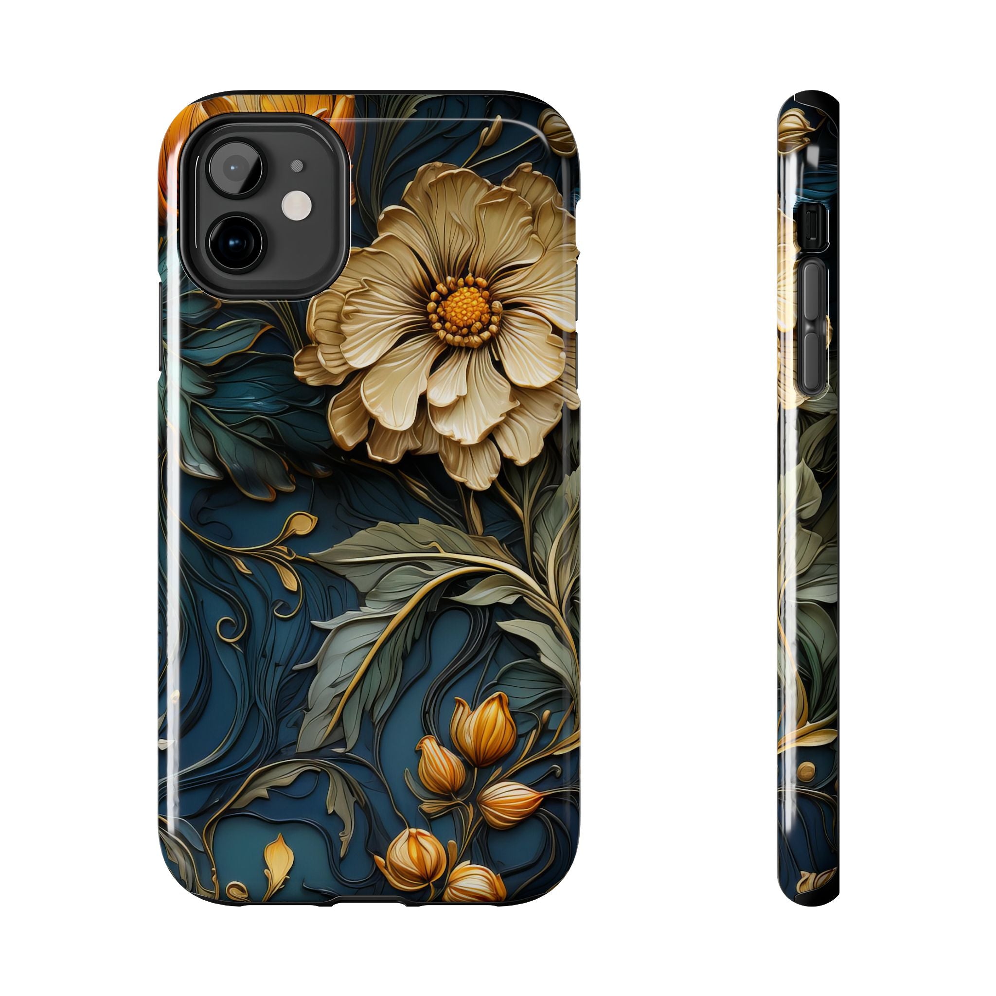 textured-art-nouveau-floral-tough-phone-case-cottagecore-iphone-case-unique-floral-phone-cover-vintage-style-iphone-case-prot