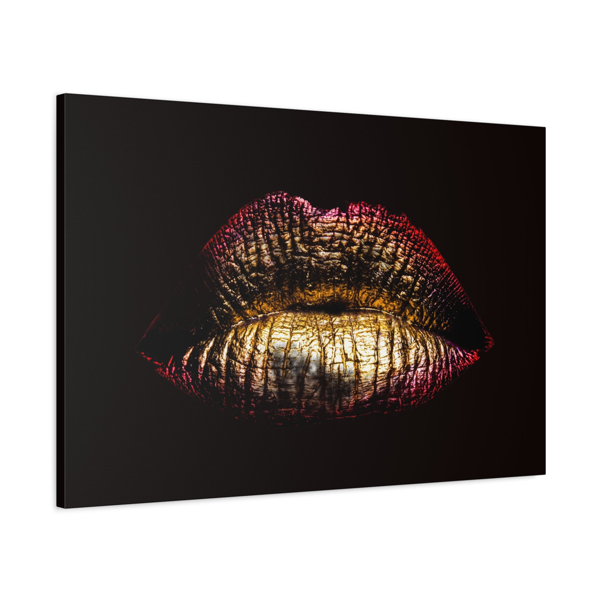 canvas-print-female-art-makeup-glamour-metallic-bronze-lip-contour-stretched-matte-wall-art-poster-home-decor-gift-for-her-be