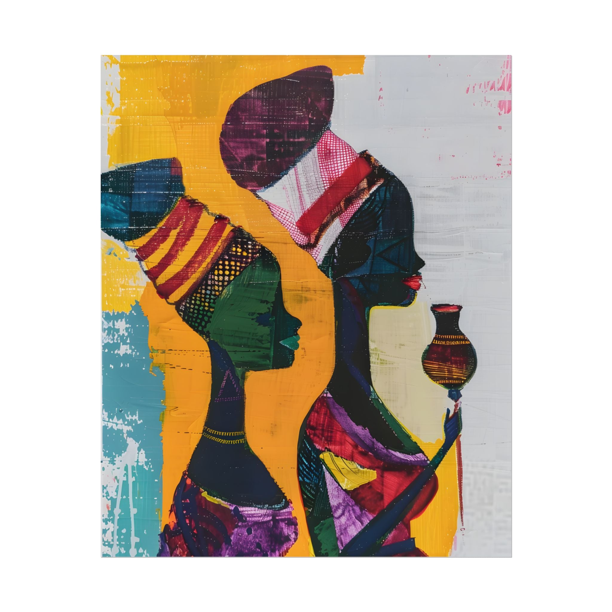 Traditional African Woman Poster Wall Art, African Portrait, Afrocentric, Tribal Home Art, Afro American Art, Ethnic Wall Decor
