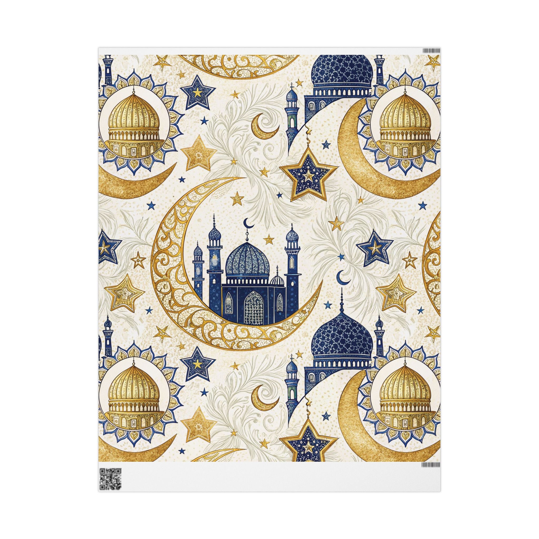ramadan-night-wrapping-papers-islamic-crescent-moon-gift-wrap-mosque-silhouette-eid-holiday-supplies-festive-present-packagin